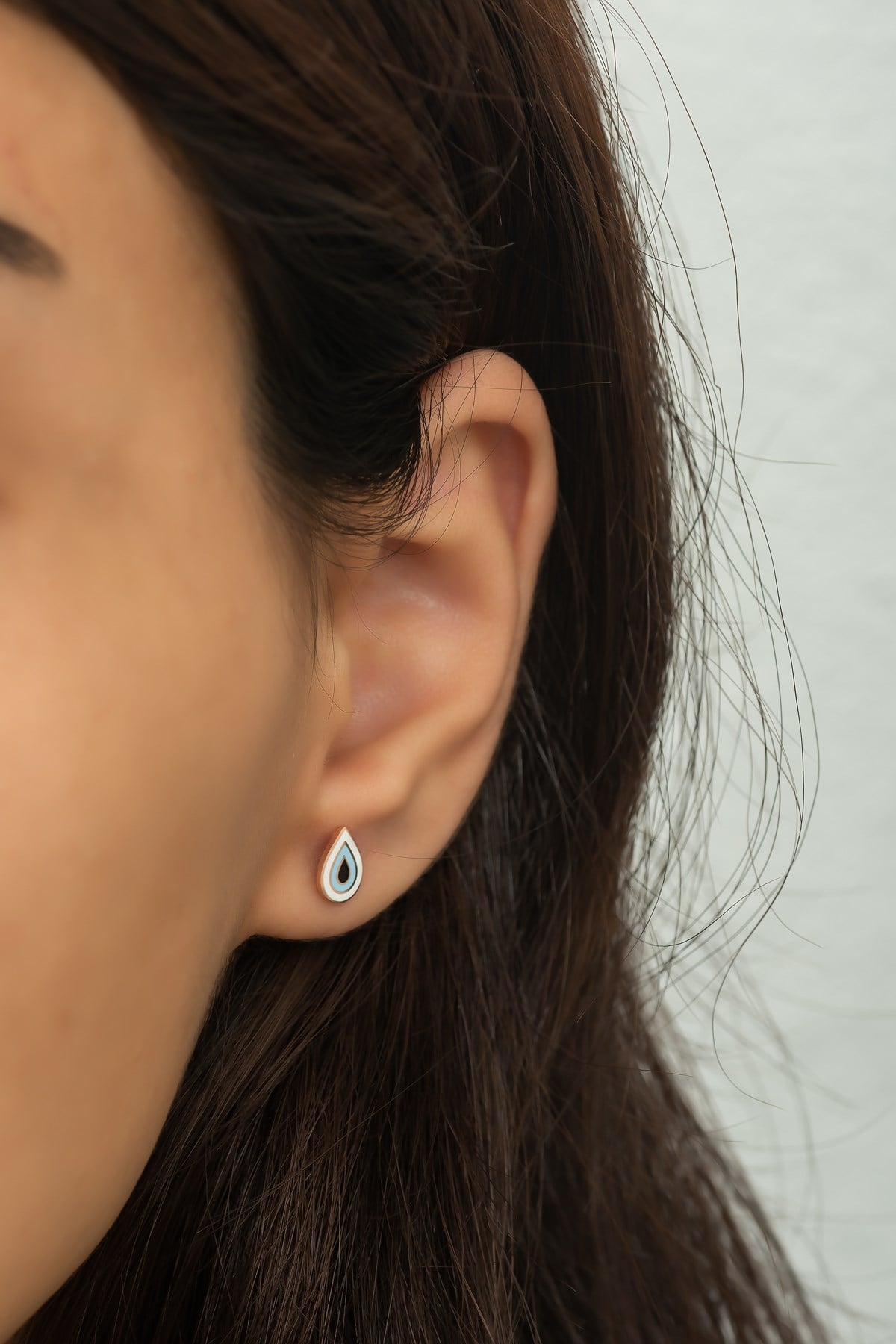 925 Ayar Gümüş Minimal Mineli Damla Model Küpe