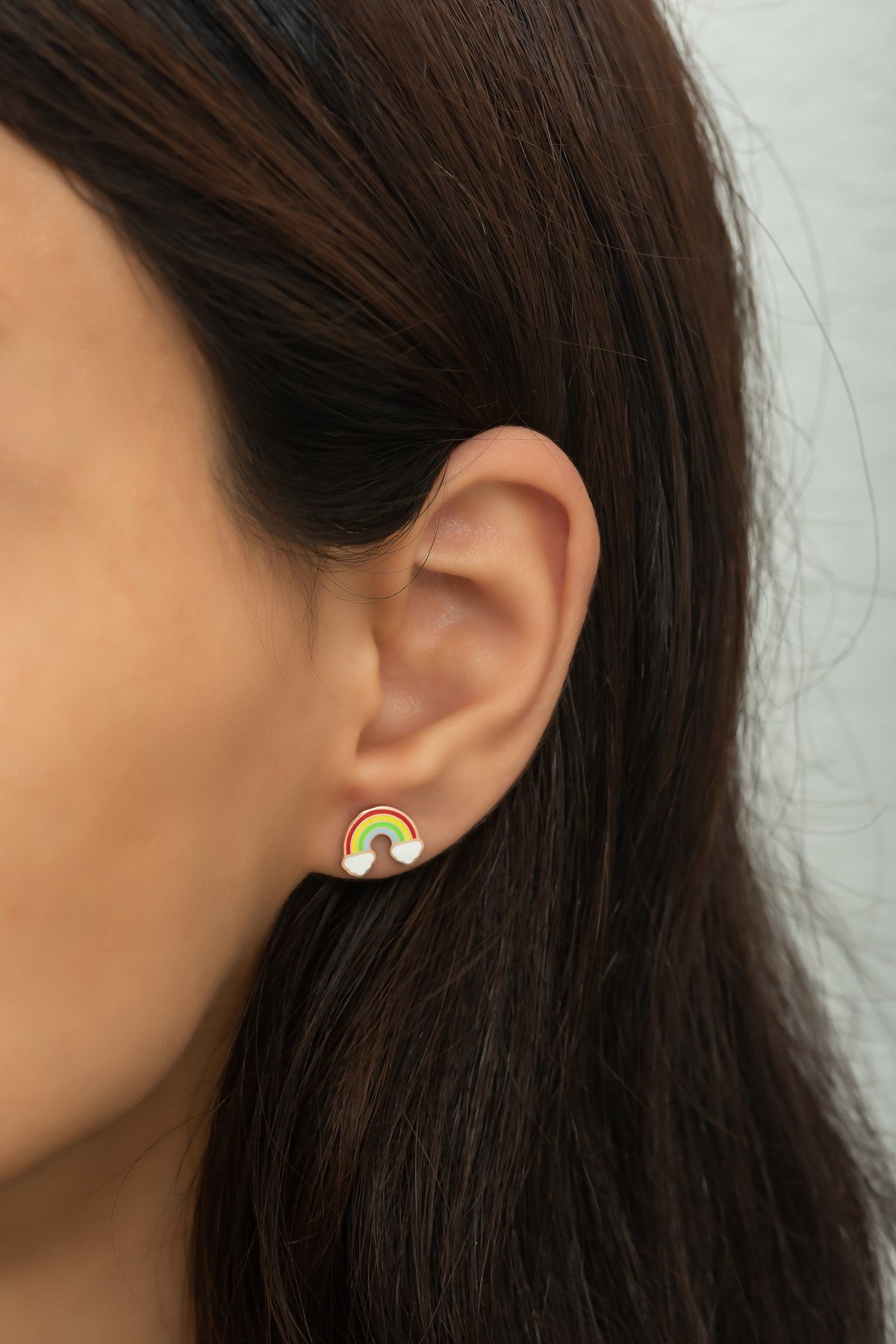 925 Ayar Gümüş Minimal Mineli Gökkuşağı Küpe