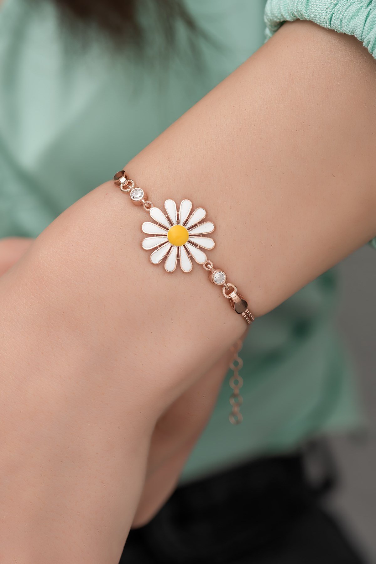 925 Ayar Gümüş Papatya Model Bileklik