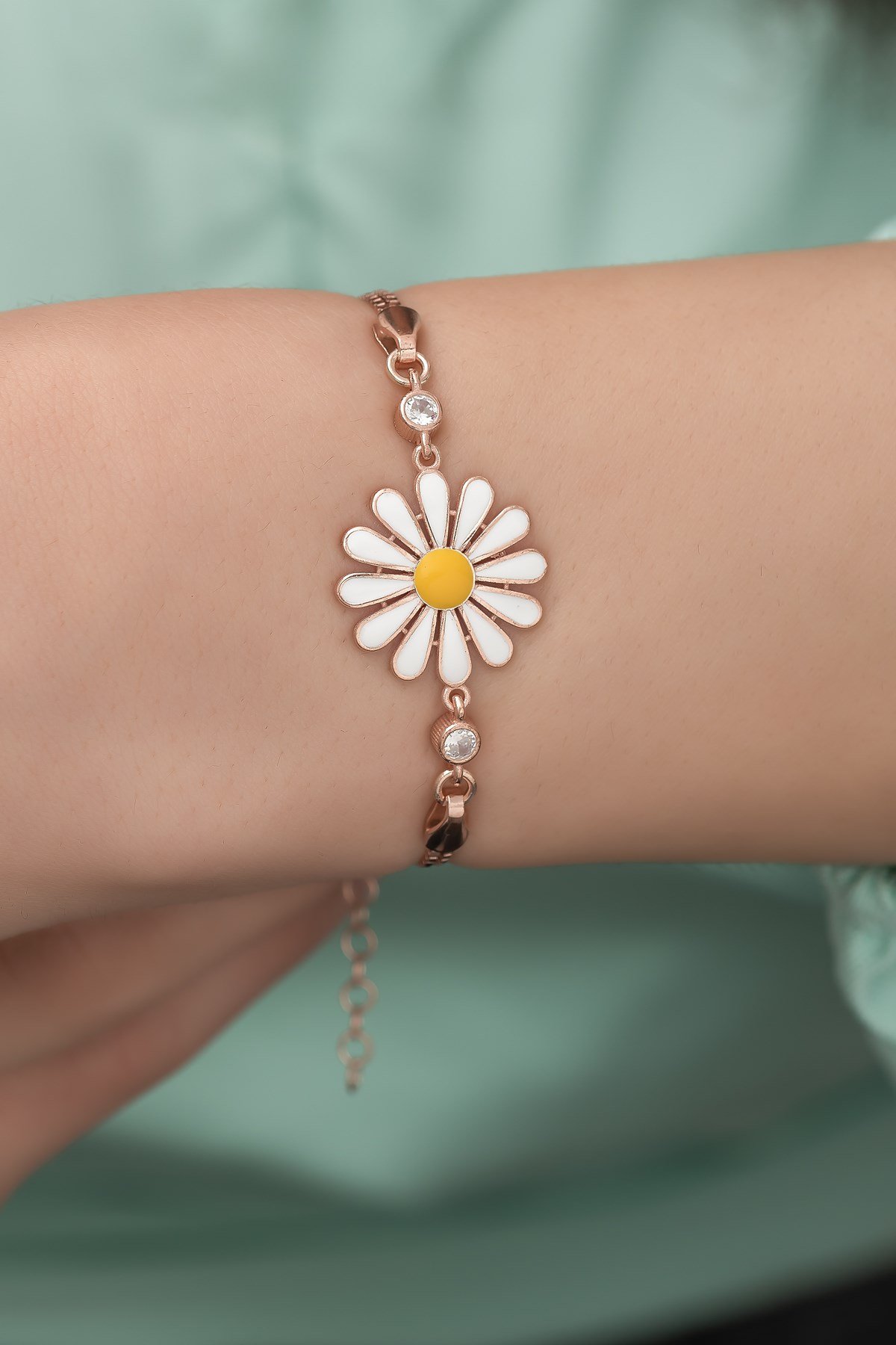 925 Ayar Gümüş Papatya Model Bileklik