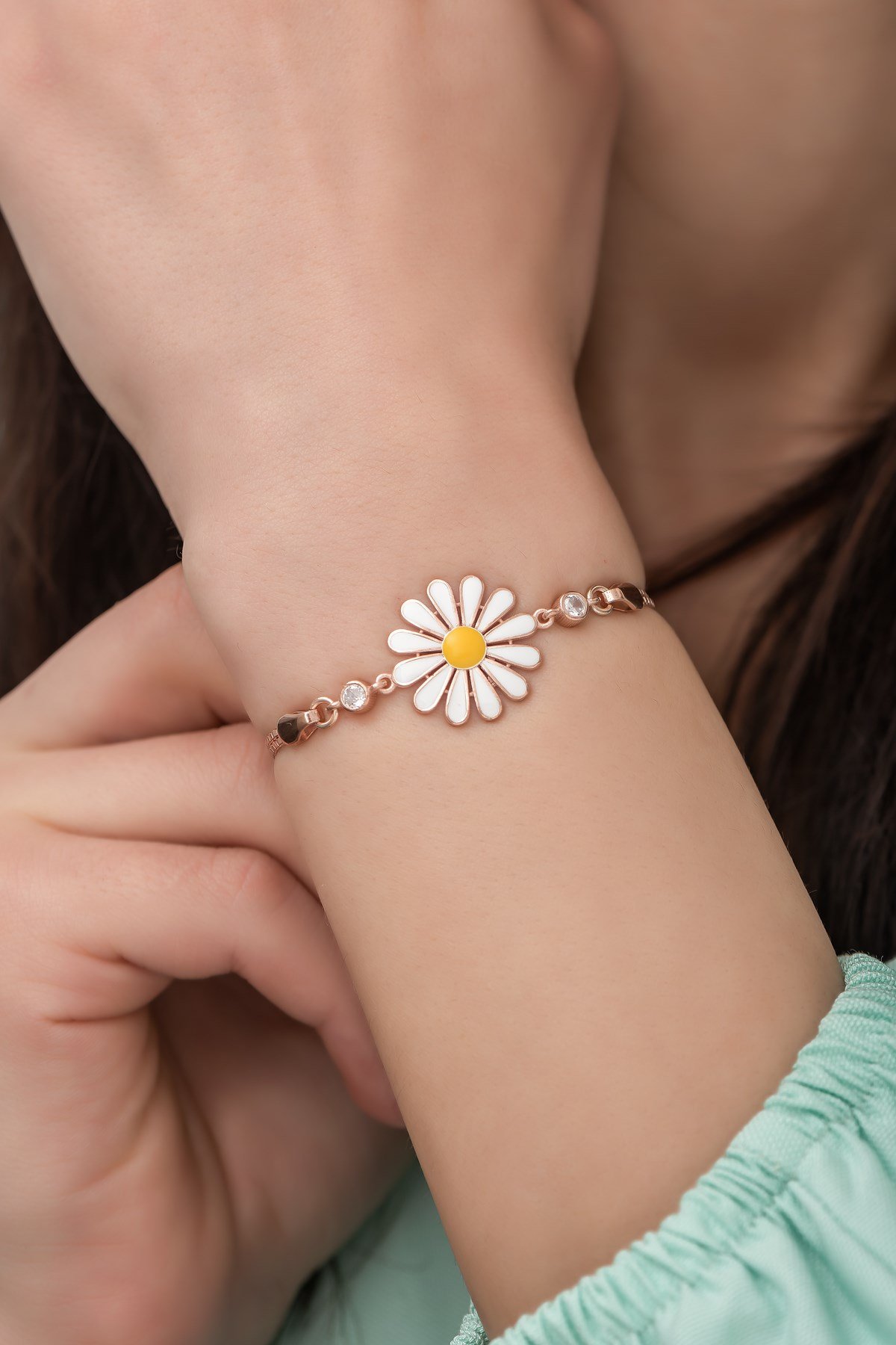 925 Ayar Gümüş Papatya Model Bileklik