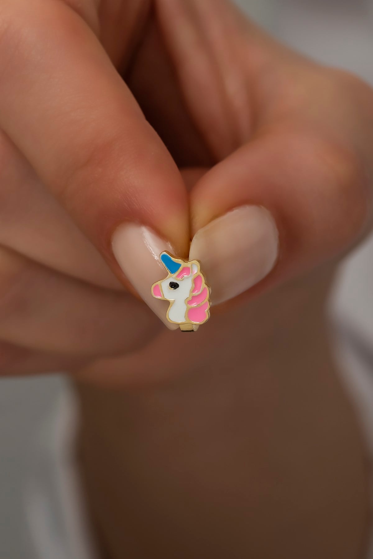 925 Ayar Gümüş Pembe Unicorn Çocuk Küpe