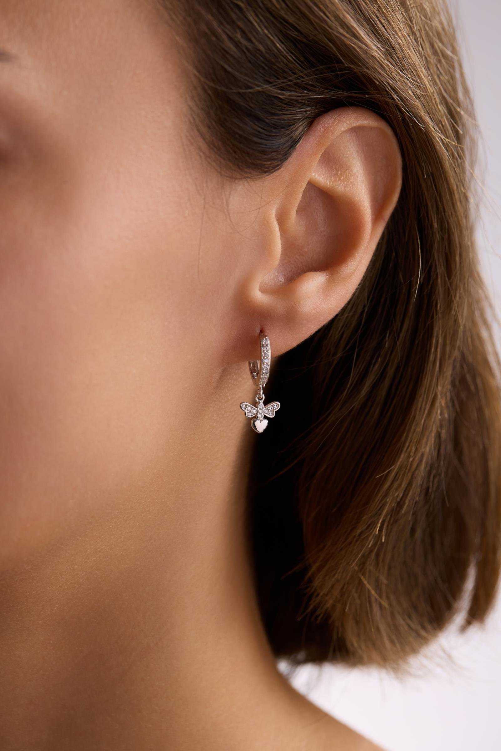 925 Ayar Gümüş Rodyum Kaplama 10 mm Sallantılı Yusufcuk Küpe