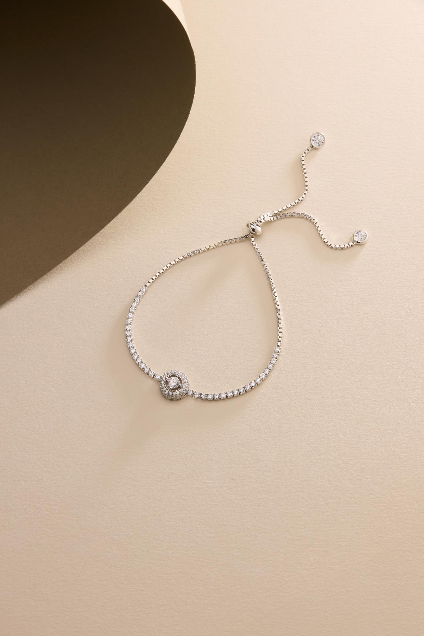 925 Ayar Gümüş Rodyum Kaplama Ayarlanabilir Asansörlü 5 mm Tektaş Model Suyolu Bileklik