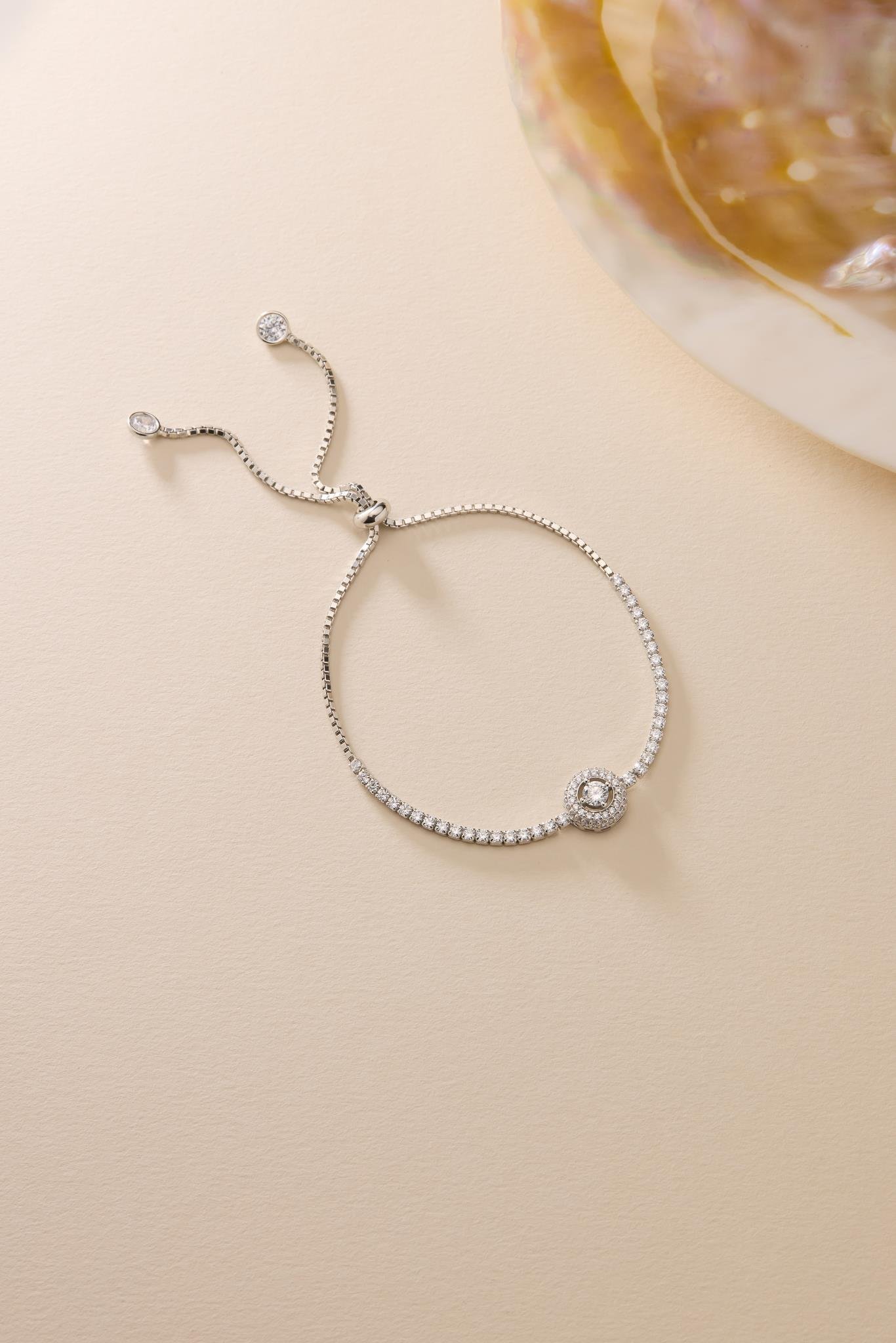 925 Ayar Gümüş Rodyum Kaplama Ayarlanabilir Asansörlü 5 mm Tektaş Model Suyolu Bileklik