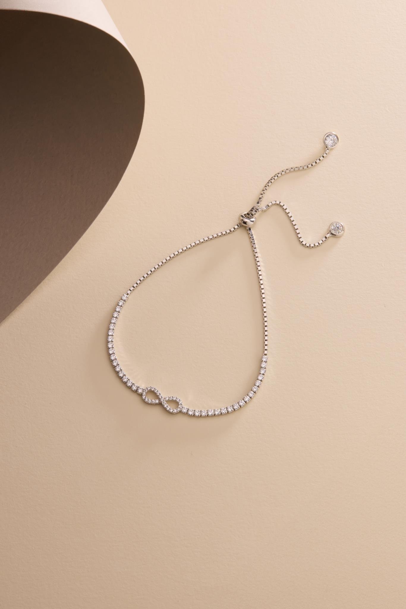 925 Ayar Gümüş Rodyum Kaplama Ayarlanabilir Asansörlü Su Yolu Sonsuzluk Model Bileklik