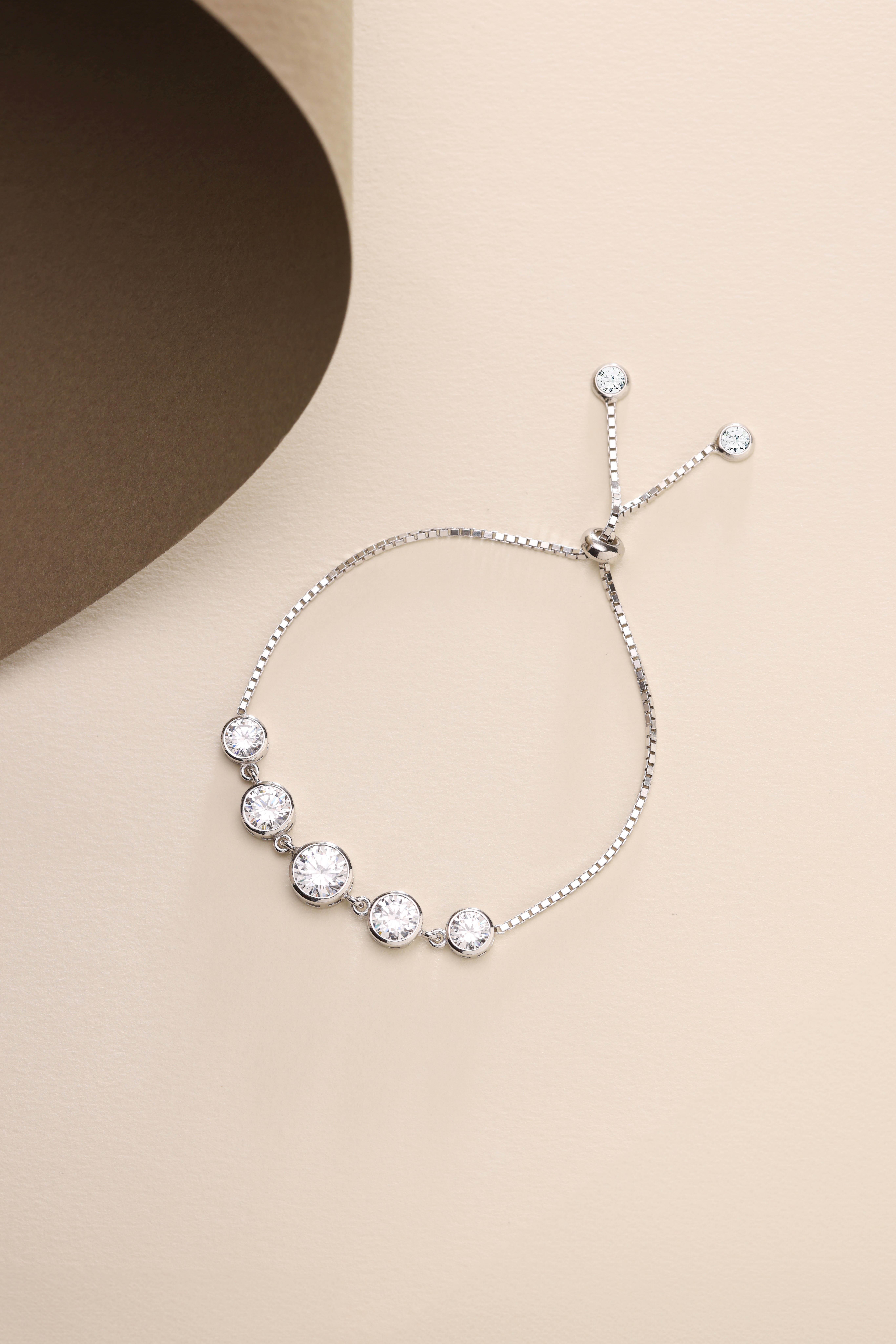 925 Ayar Gümüş Rodyum Kaplama Ayarlanabilir Asansörlü Beştaş Model Bileklik 