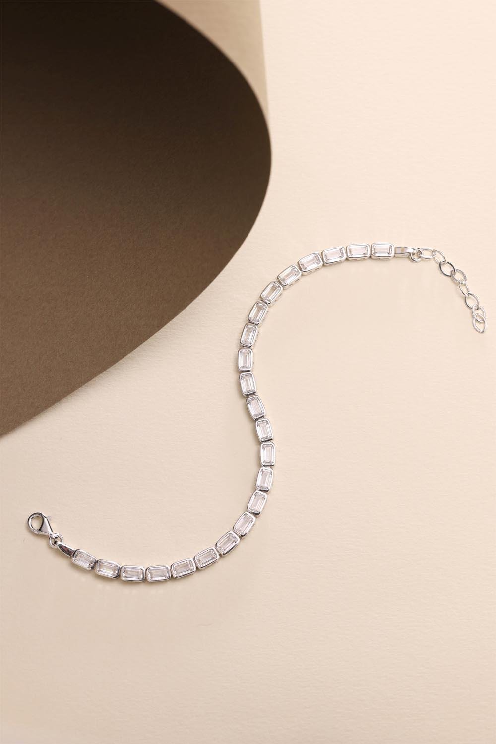 925 Ayar Gümüş Rodyum Kaplama Baget Taşlı Suyolu Bileklik 