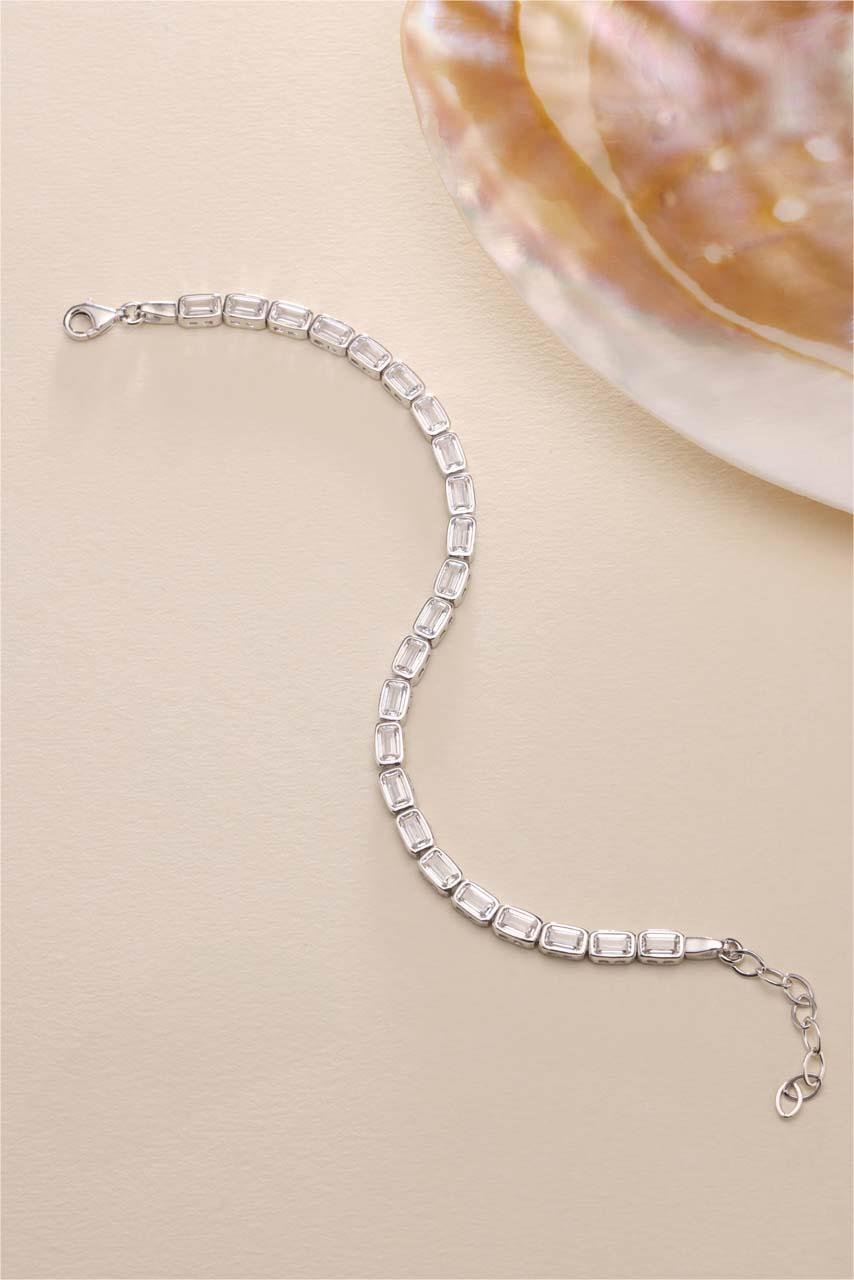 925 Ayar Gümüş Rodyum Kaplama Baget Taşlı Suyolu Bileklik 