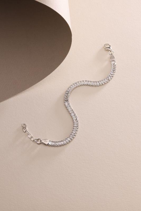 925 Ayar Gümüş Rodyum Kaplama Baget Taşlı Suyolu Model Bileklik 