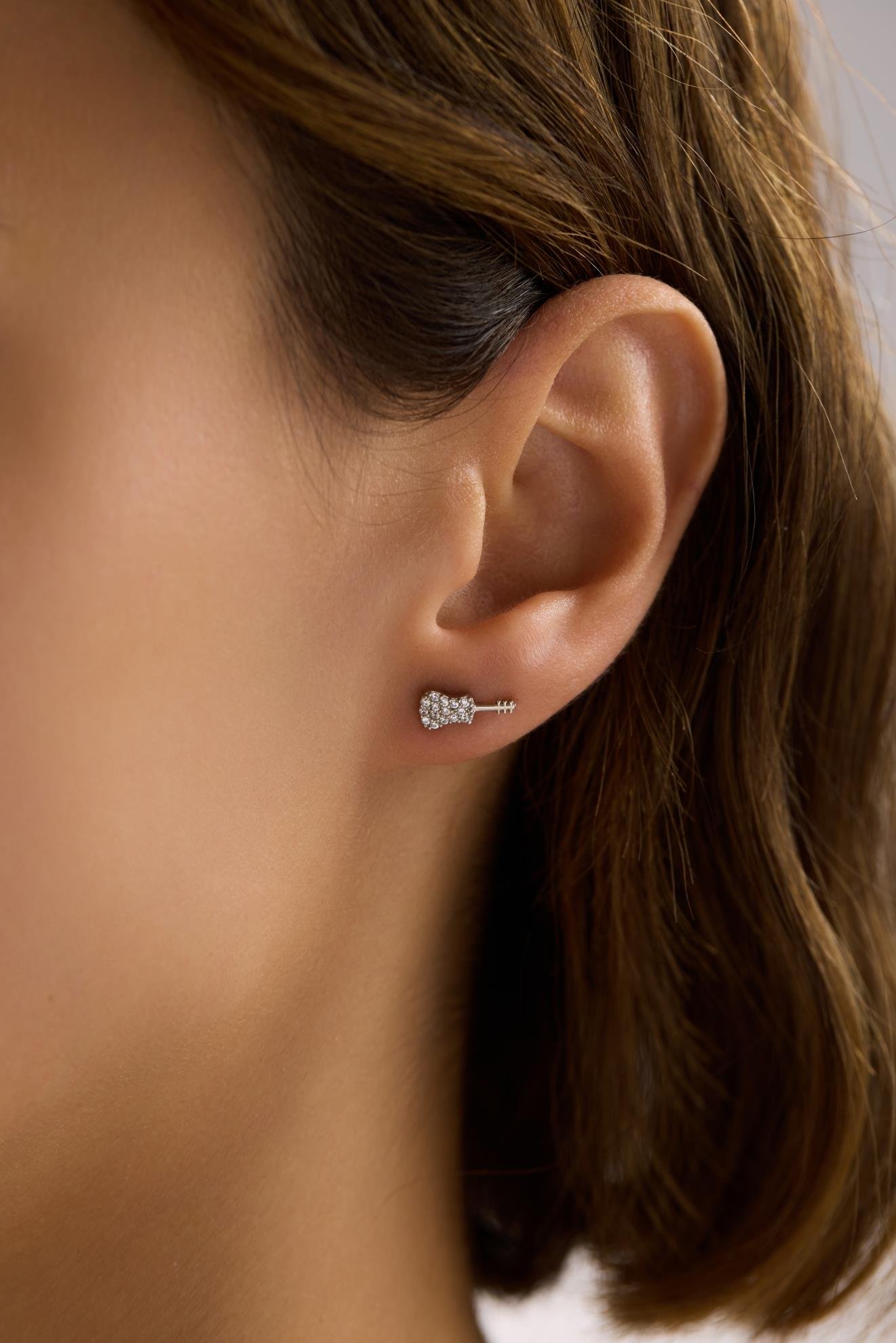 925 Ayar Gümüş Rodyum Kaplama Gitar Küpe