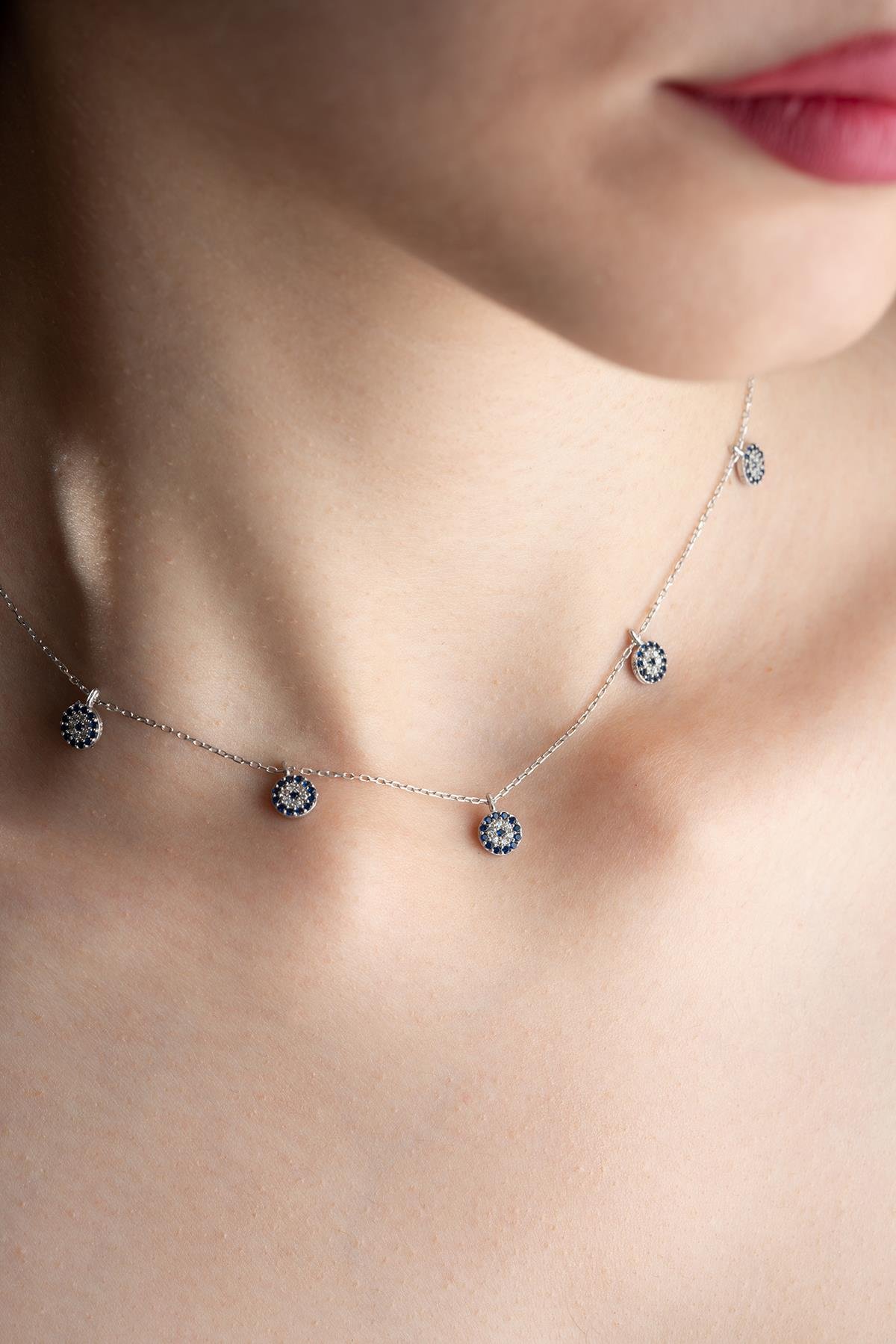 925 Ayar Gümüş Rodyum Kaplama Nazar Şans Kolye