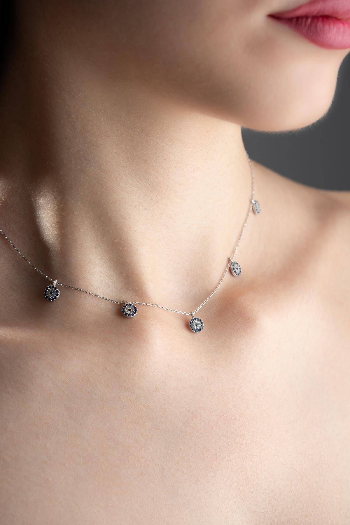 925 Ayar Gümüş Rodyum Kaplama Nazar Şans Kolye