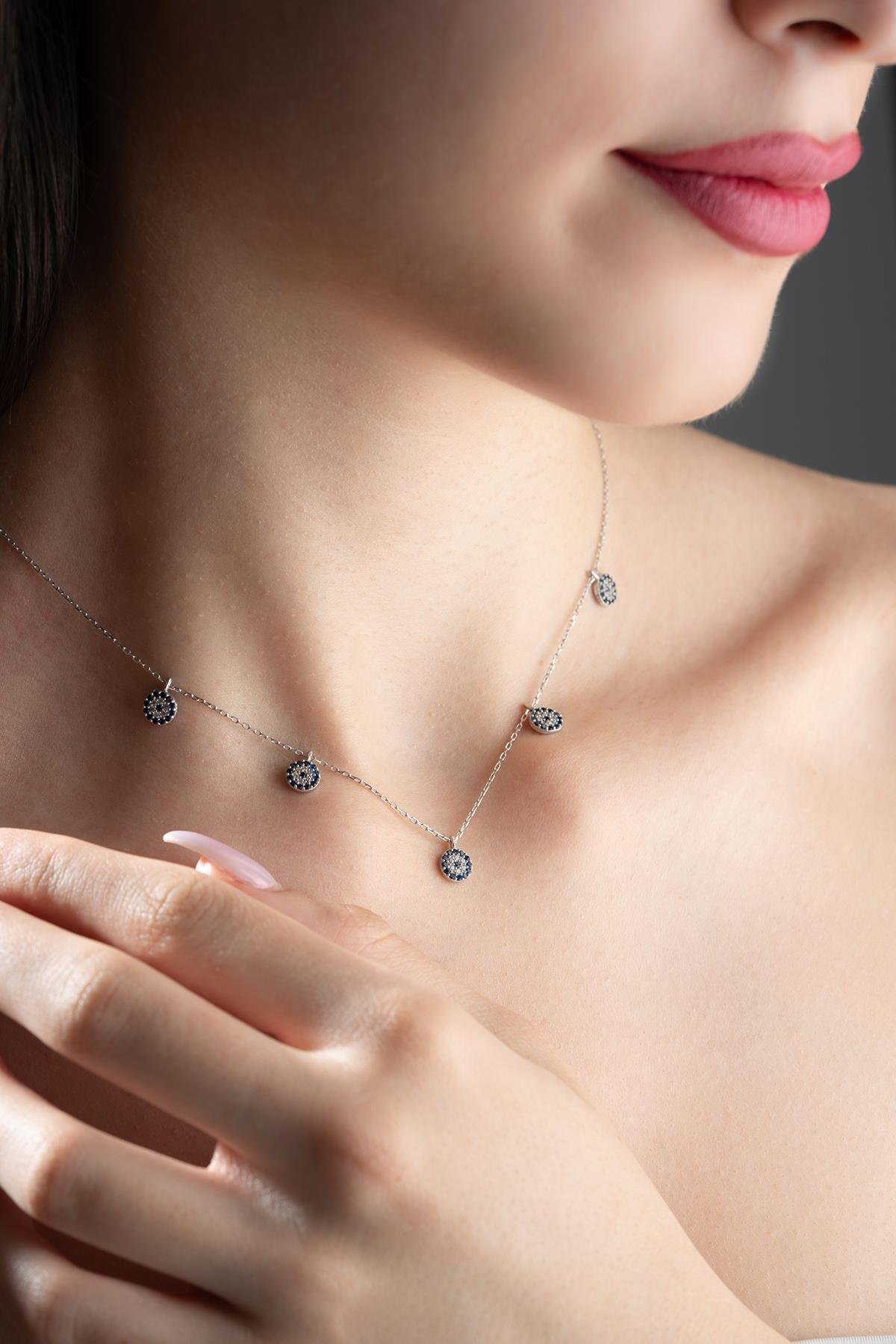 925 Ayar Gümüş Rodyum Kaplama Nazar Şans Kolye