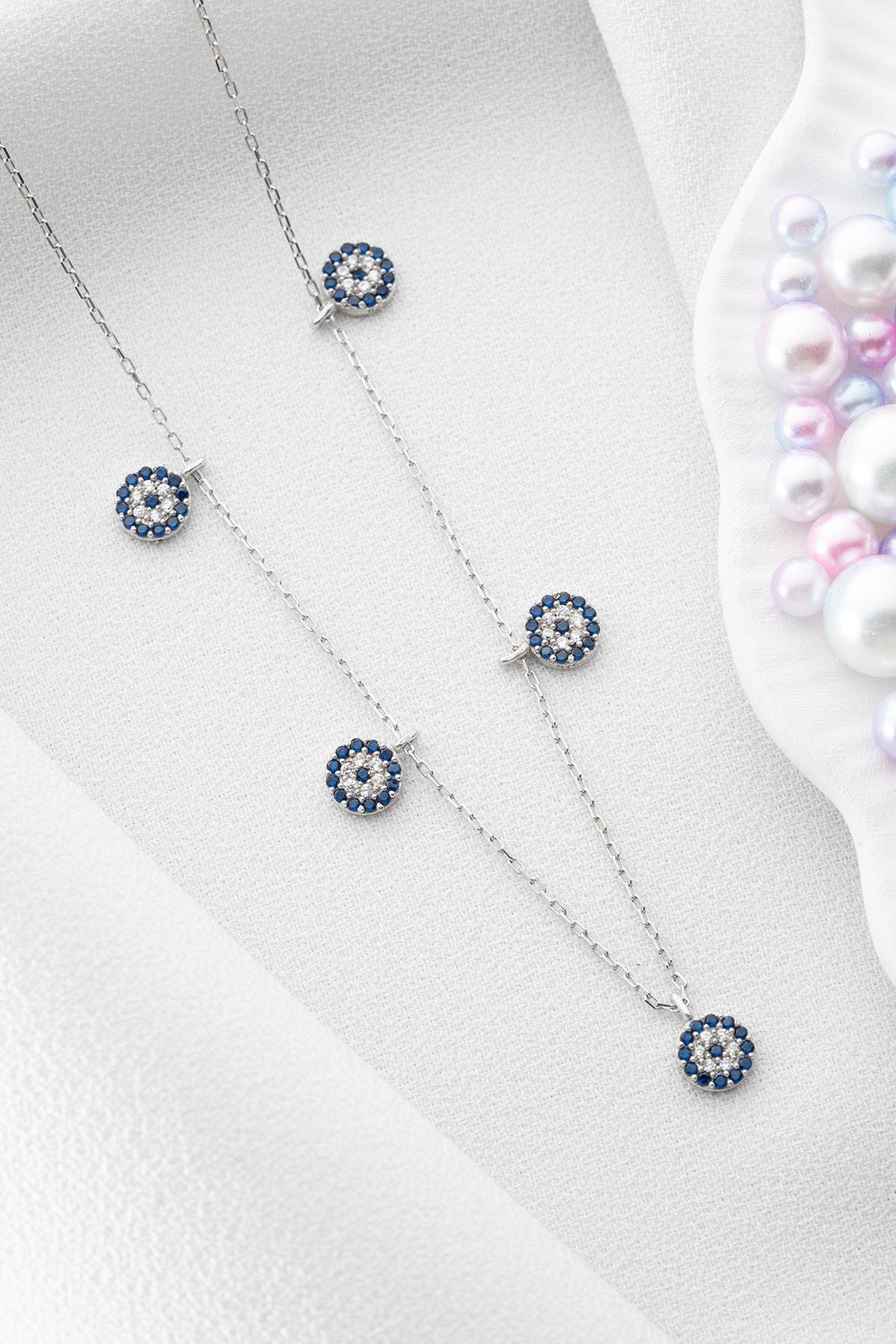 925 Ayar Gümüş Rodyum Kaplama Nazar Şans Kolye