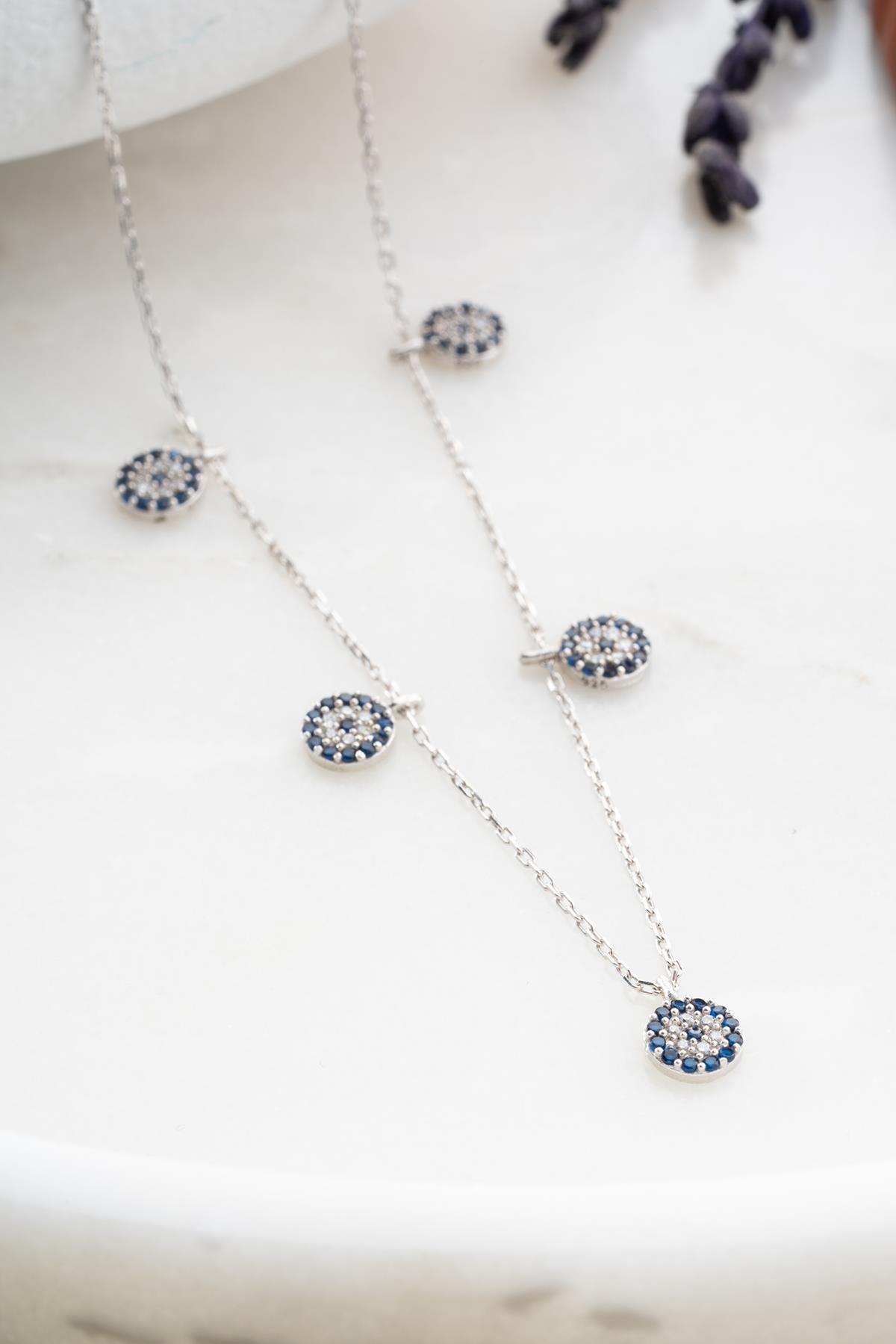 925 Ayar Gümüş Rodyum Kaplama Nazar Şans Kolye