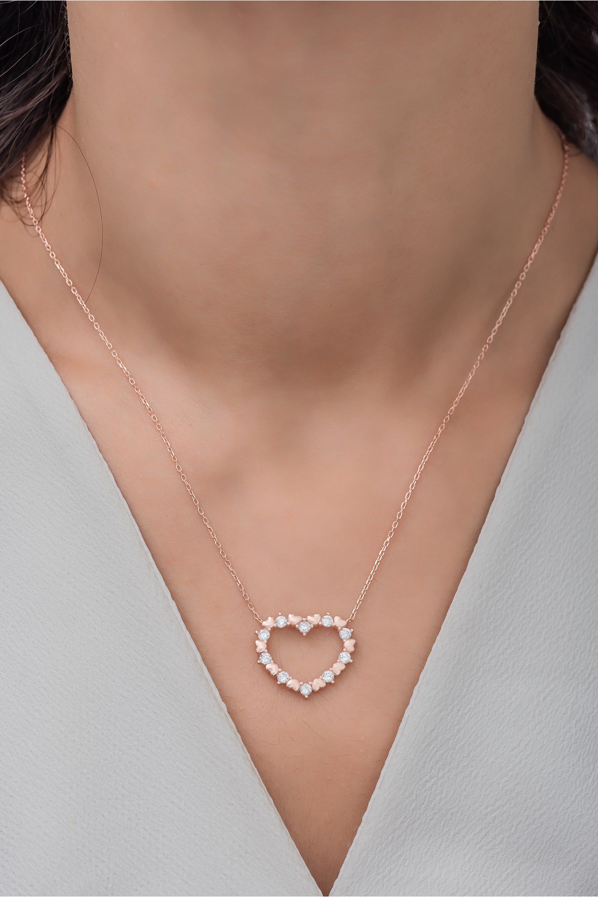 925 Ayar Gümüş Rose Kalp Sarmalı  Kolye