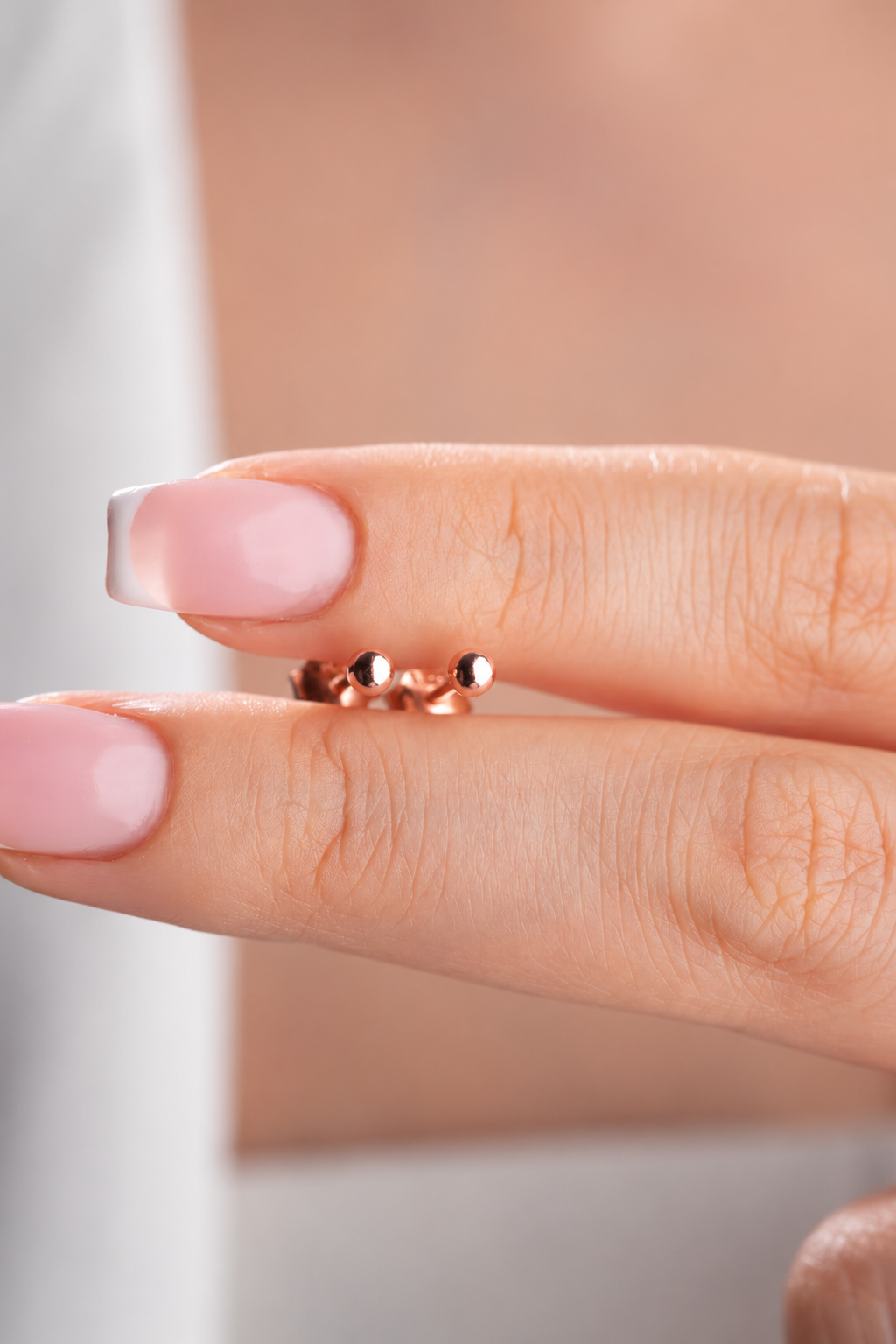 925 Ayar Gümüş Rose Kaplama 3 mm Minimal Top Küpe