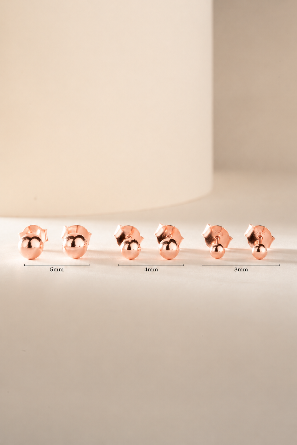 925 Ayar Gümüş Rose Kaplama 5 mm Minimal Top Küpe