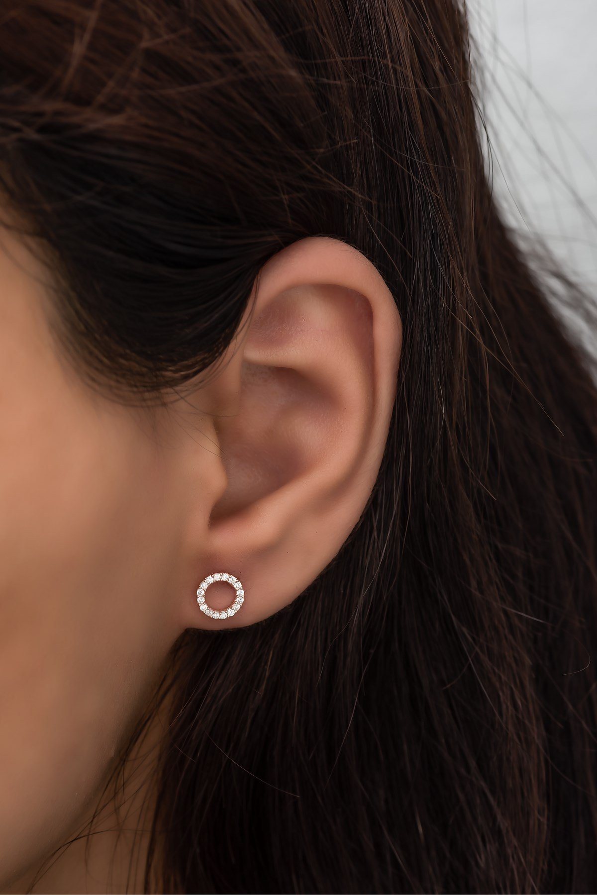 925 Ayar Gümüş Rose Minik Yuvarlak Tasarım Küpe