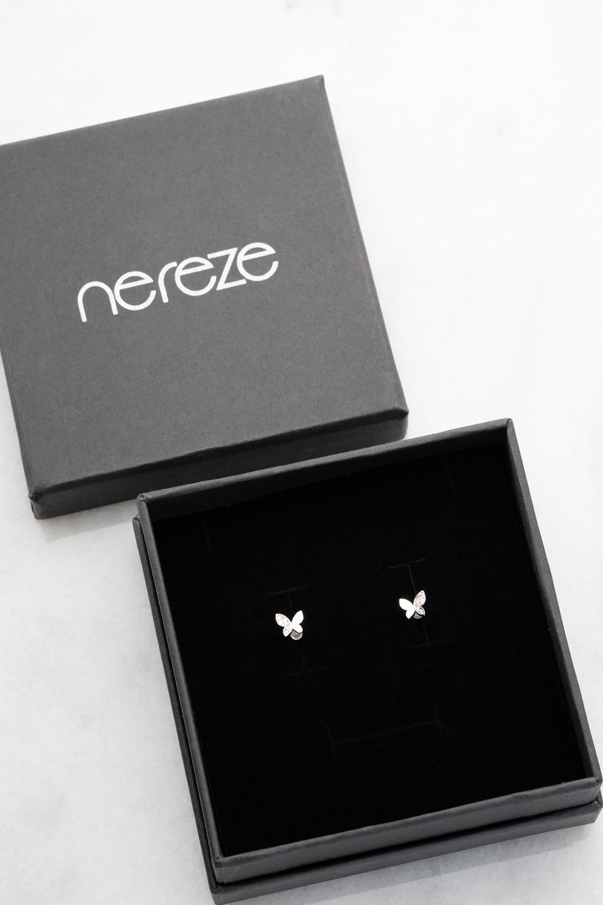 925 Ayar Gümüş Sertifikalı Mozanit Taşlı Kelebek Tragus Piercing Küpe