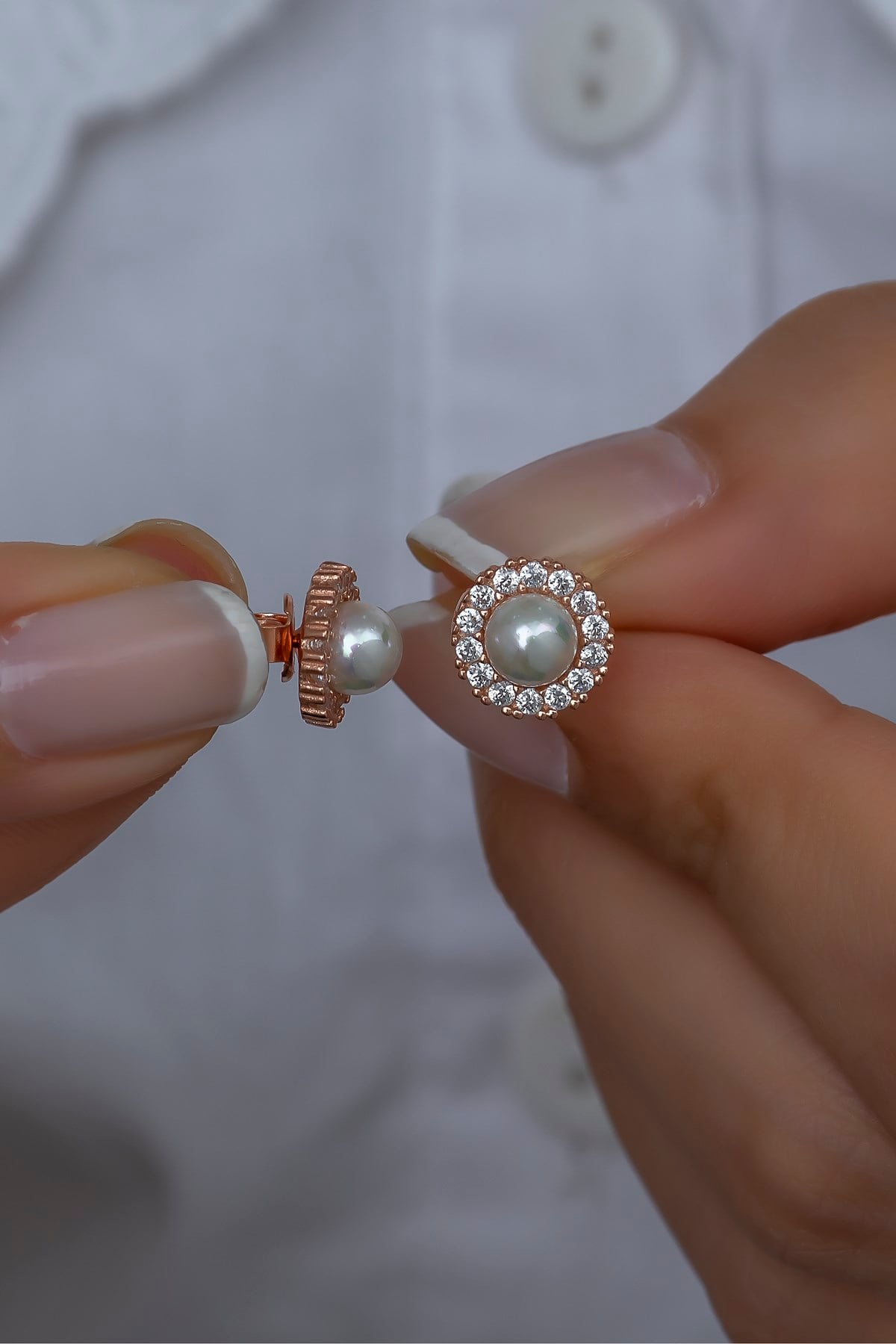 925 Ayar Gümüş Tektaş İnci Küpe