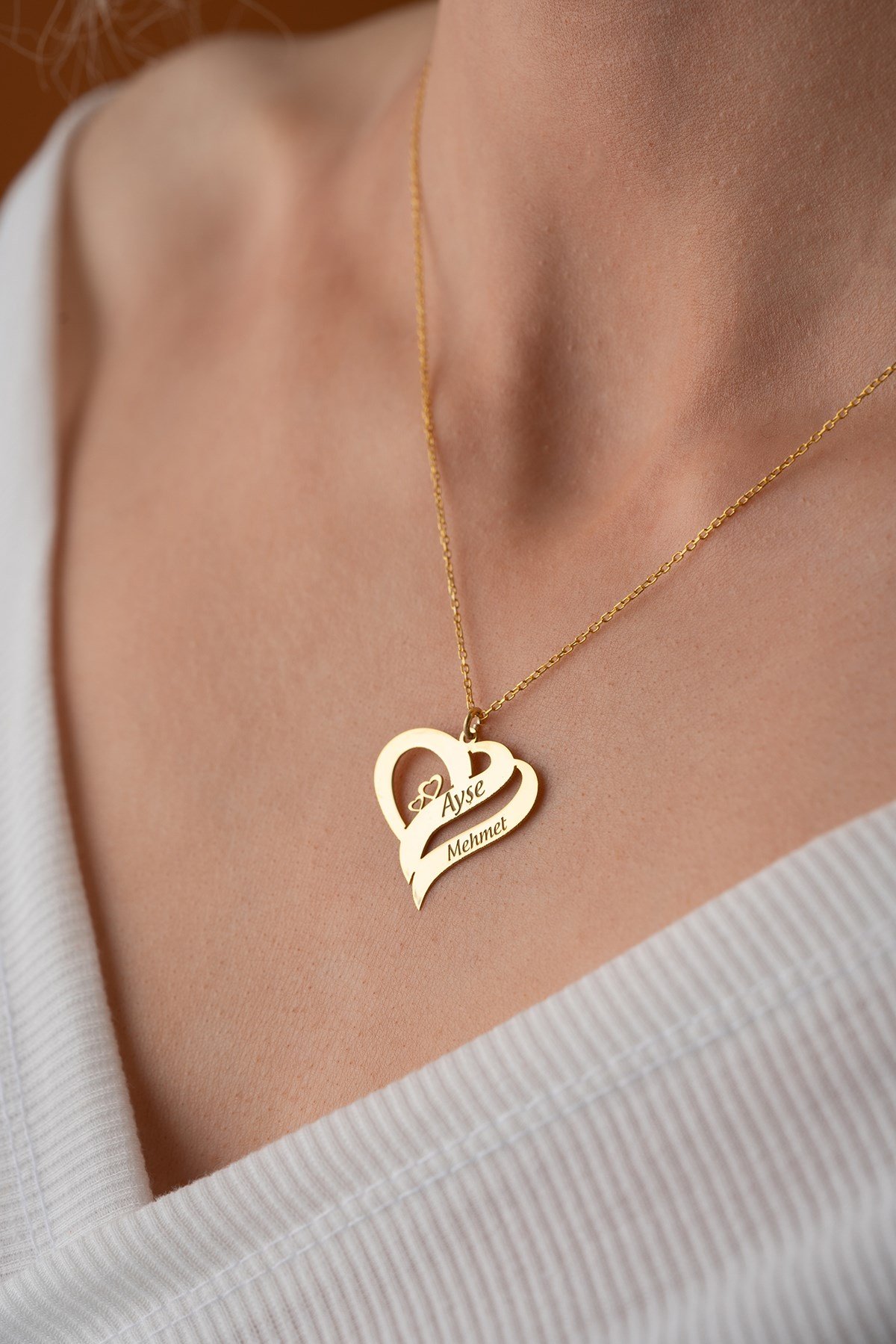 925 Ayar Kişiye Özel İsimli Kalp Kolye