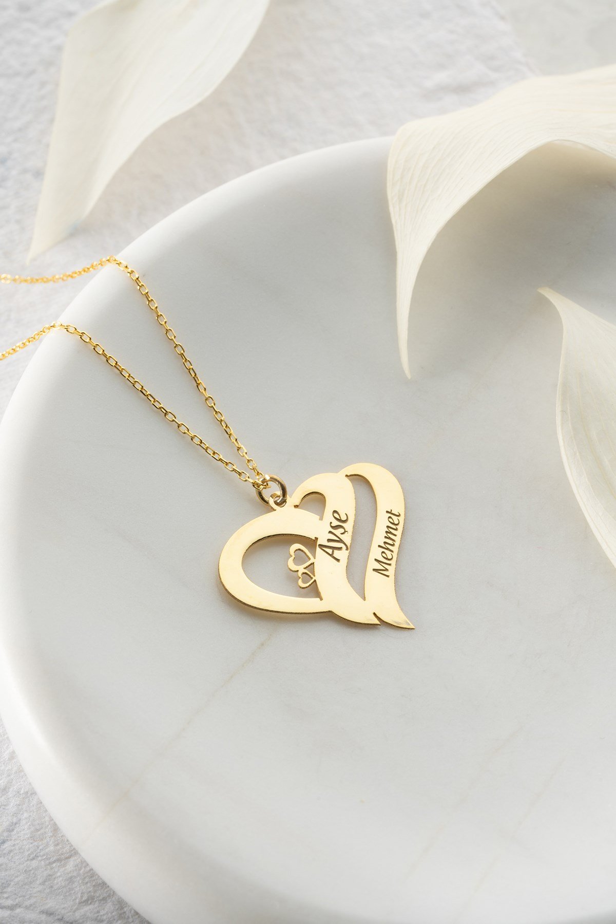 925 Ayar Kişiye Özel İsimli Kalp Kolye