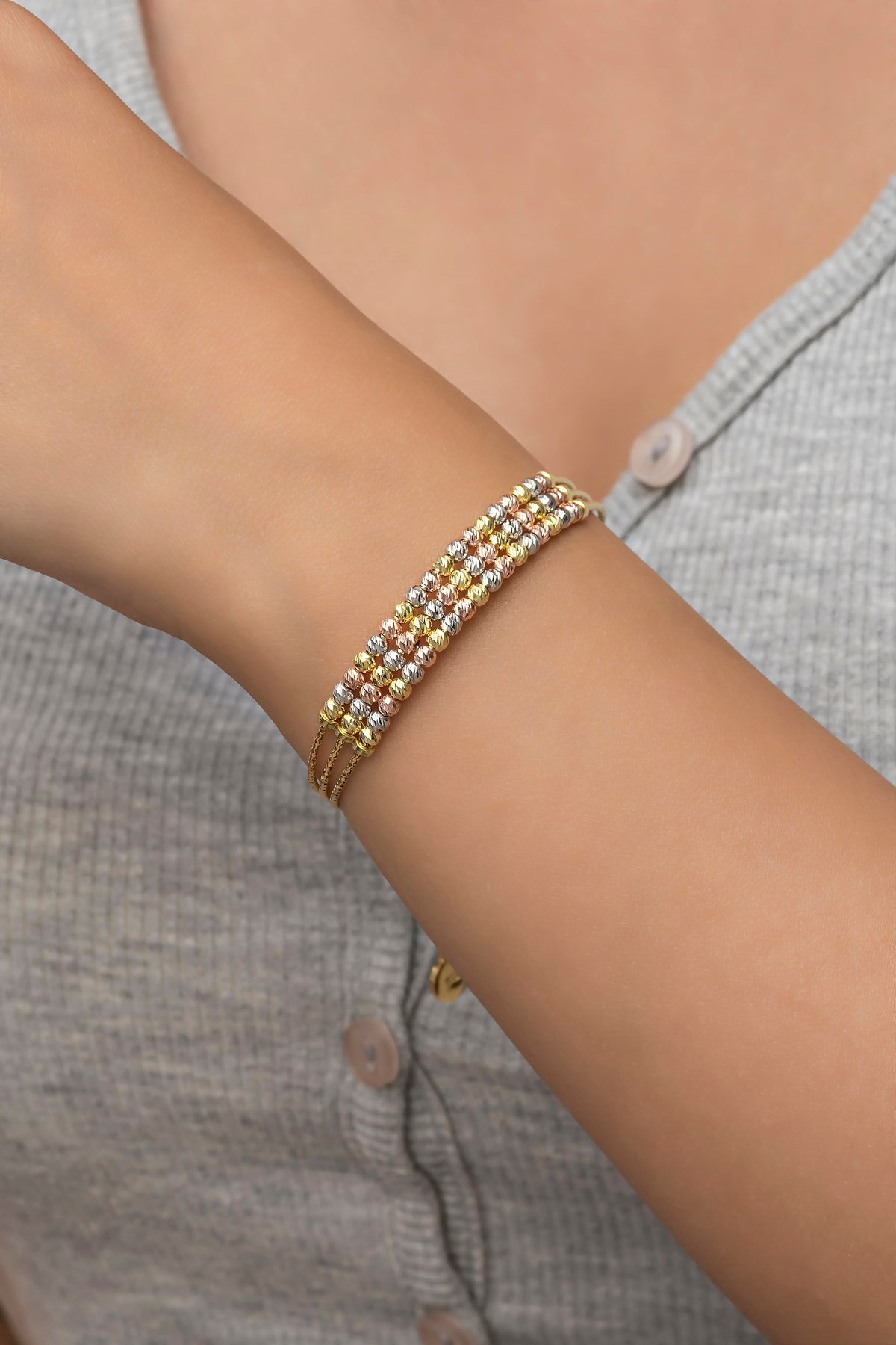 925 Ayar Minik Dorika Toplu 3 Sıra Bileklik Gümüş Bilezik