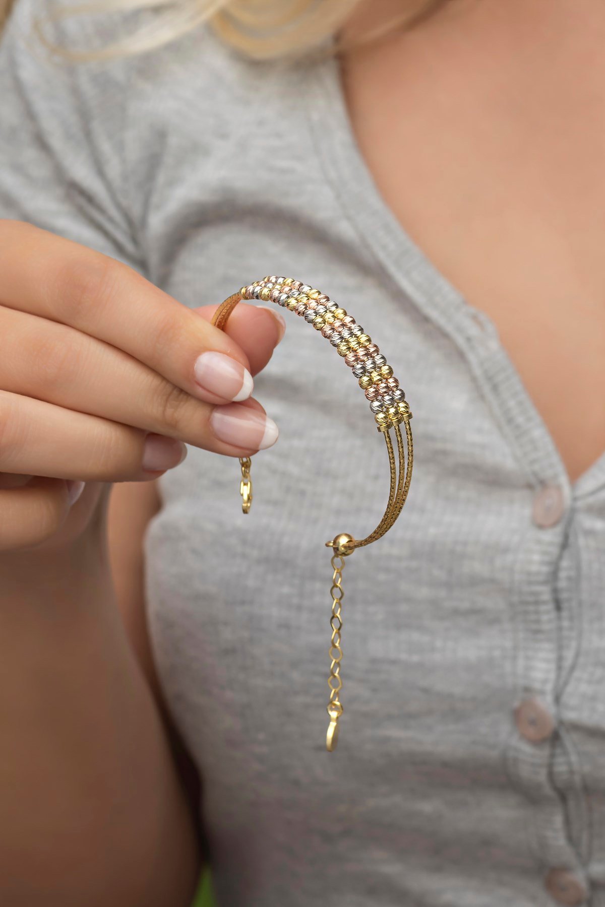 925 Ayar Minik Dorika Toplu 3 Sıra Bileklik Gümüş Bilezik