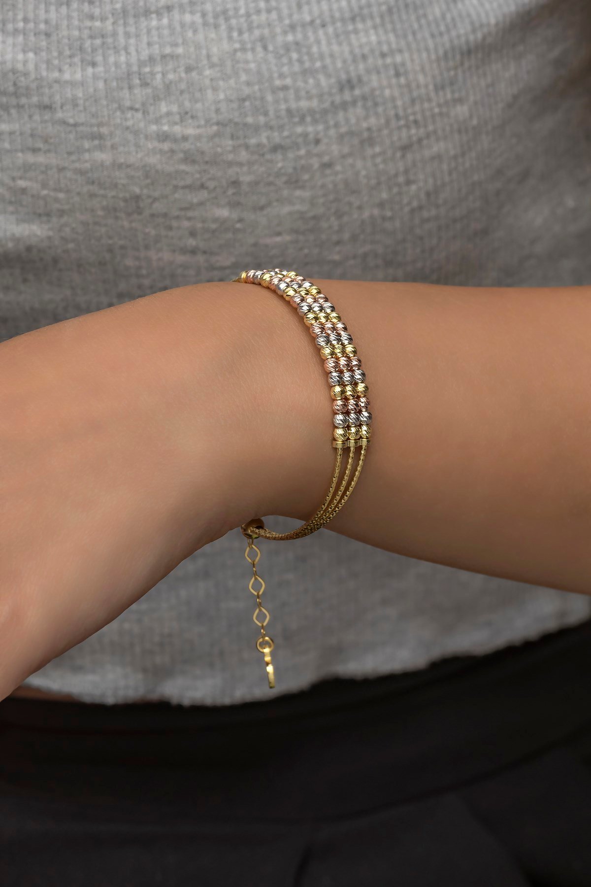 925 Ayar Minik Dorika Toplu 3 Sıra Bileklik Gümüş Bilezik