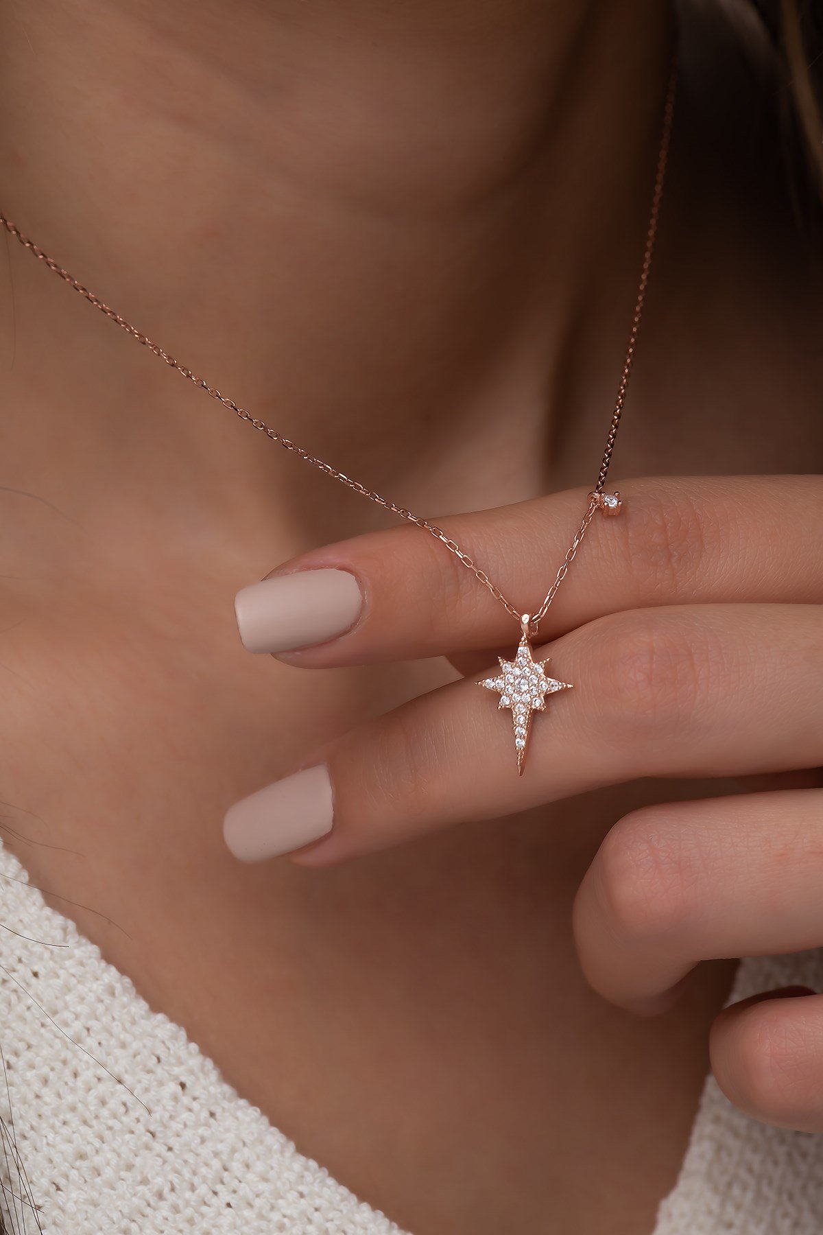 925 Ayar Minik Kutup Yıldızı Kolye Kadın Gümüş Kolye 