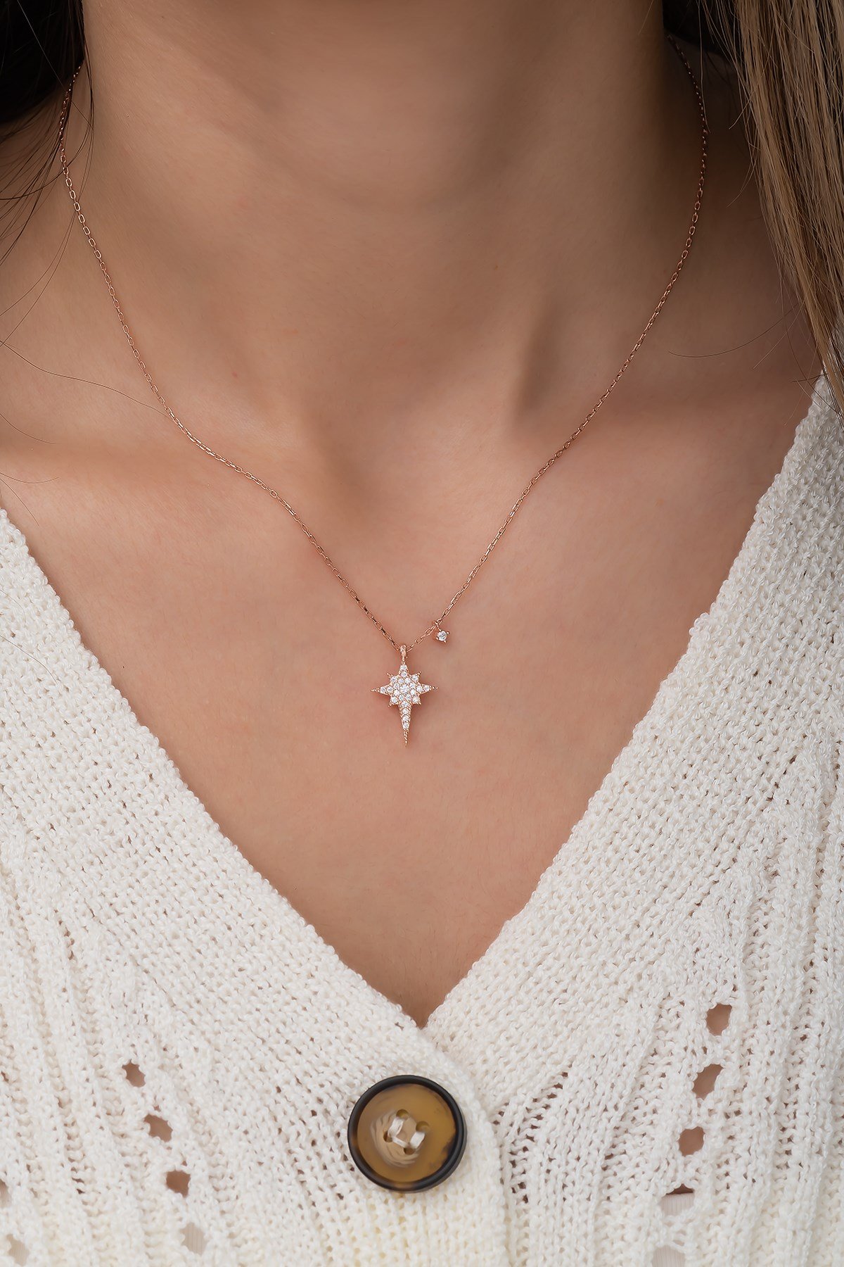 925 Ayar Minik Kutup Yıldızı Kolye Kadın Gümüş Kolye 