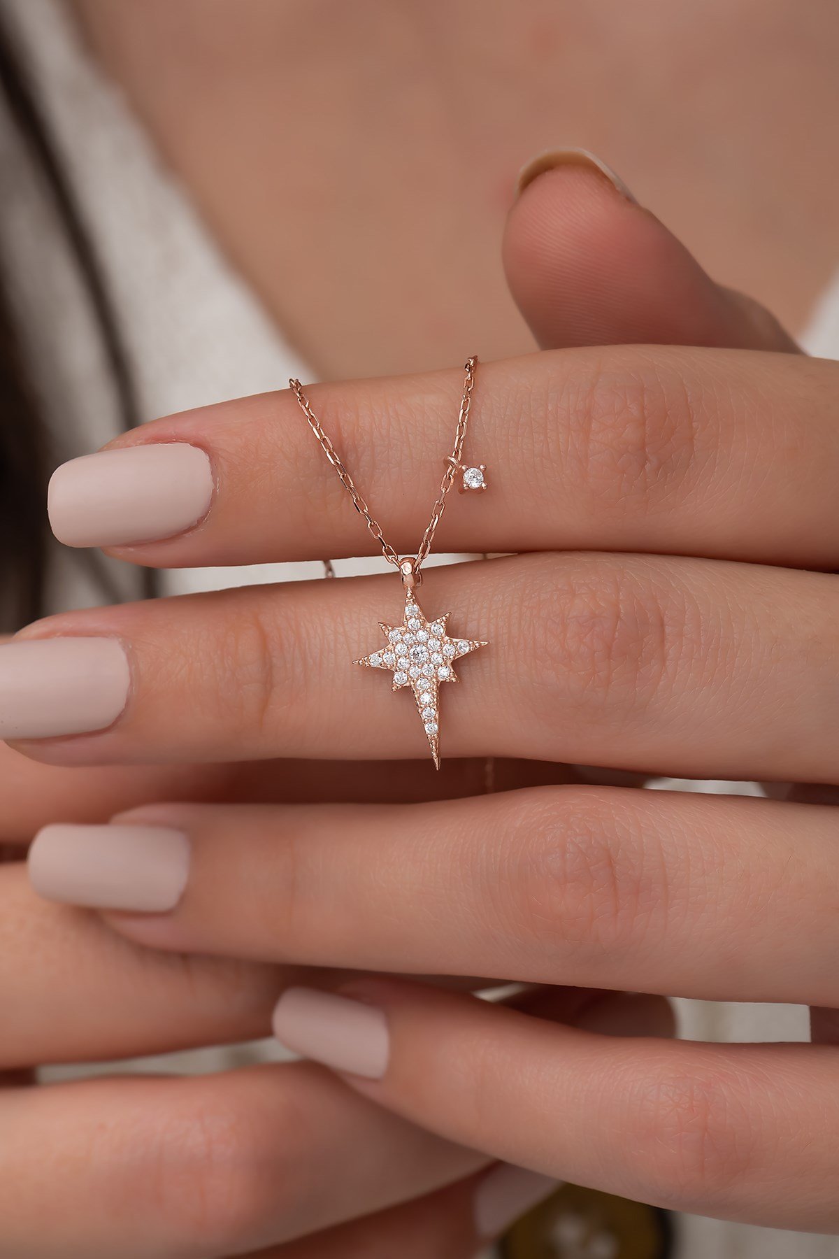 925 Ayar Minik Kutup Yıldızı Kolye Kadın Gümüş Kolye 