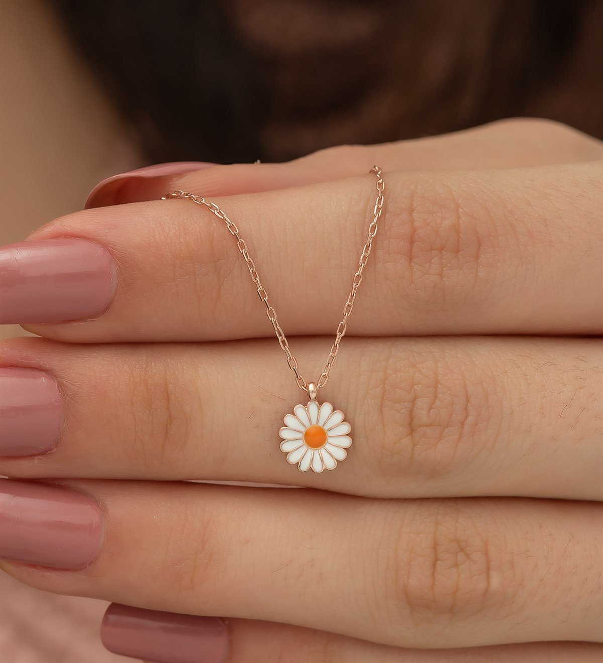 925 Ayar Minik Papatya Kadın Gümüş Kolye