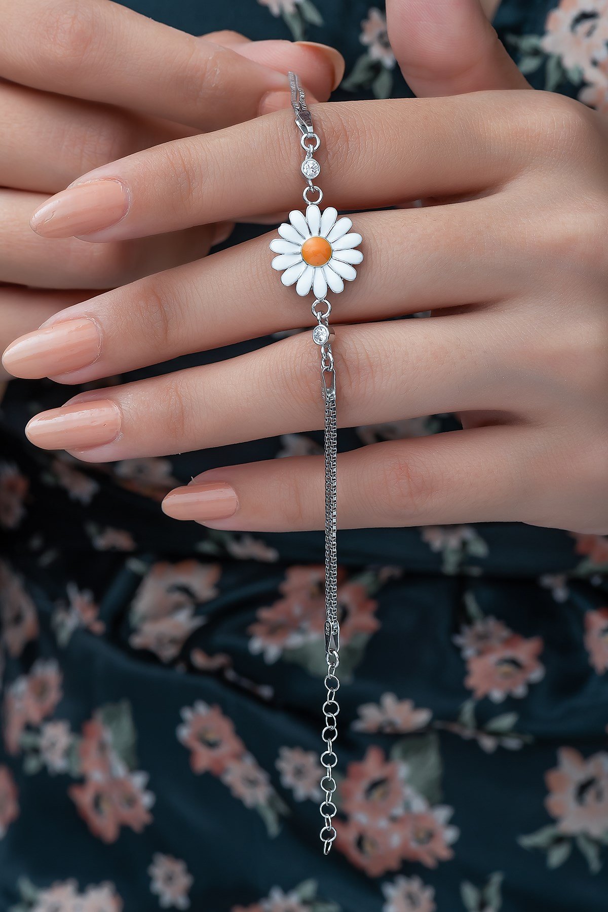 925 Ayar Papatya Kadın Gümüş Bileklik