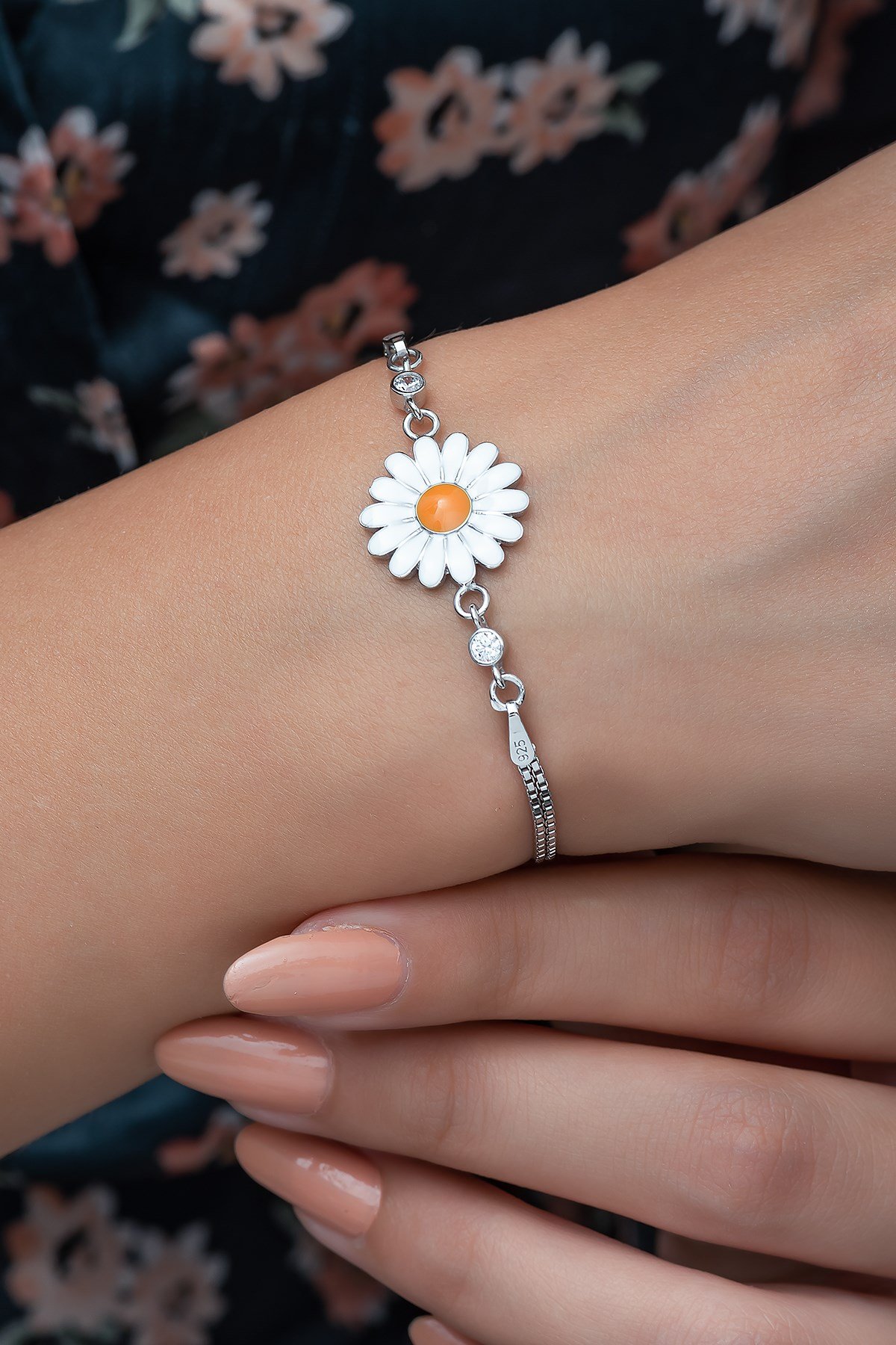 925 Ayar Papatya Kadın Gümüş Bileklik