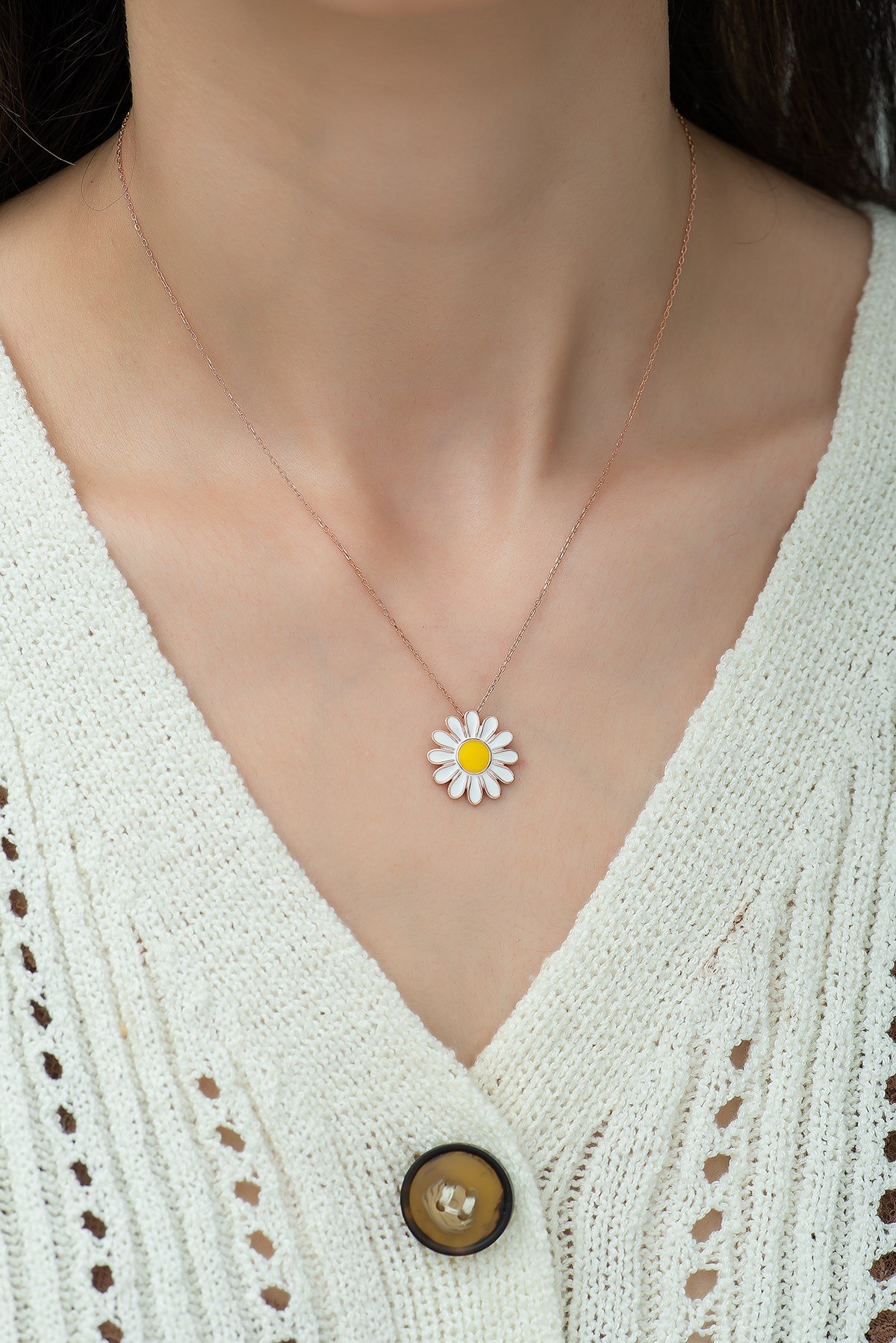 925 Ayar Papatya Kadın Gümüş Kolye