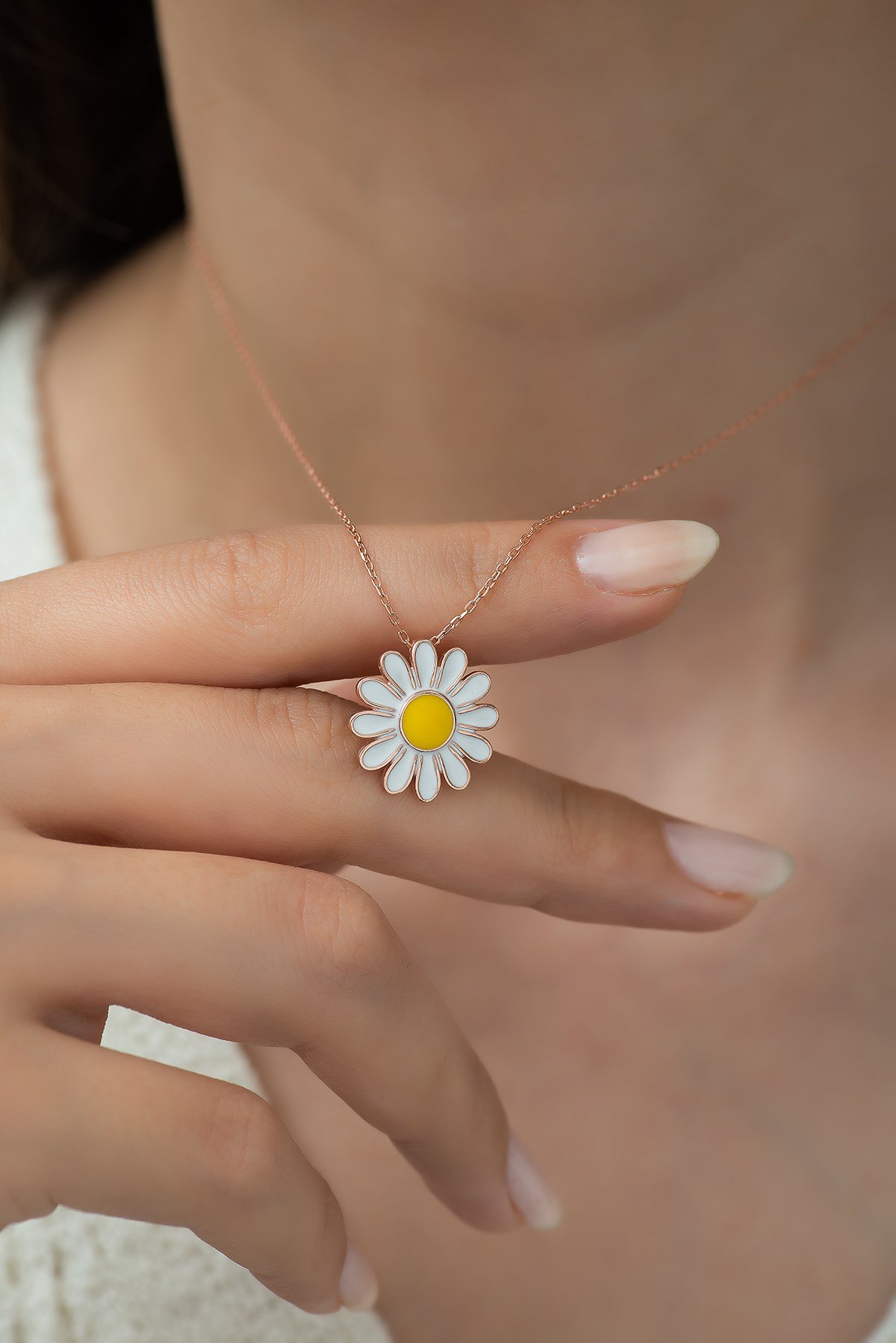 925 Ayar Papatya Kadın Gümüş Kolye