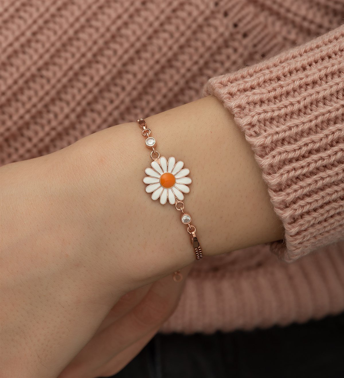 925 Ayar Rose Papatya Kadın Gümüş Bileklik