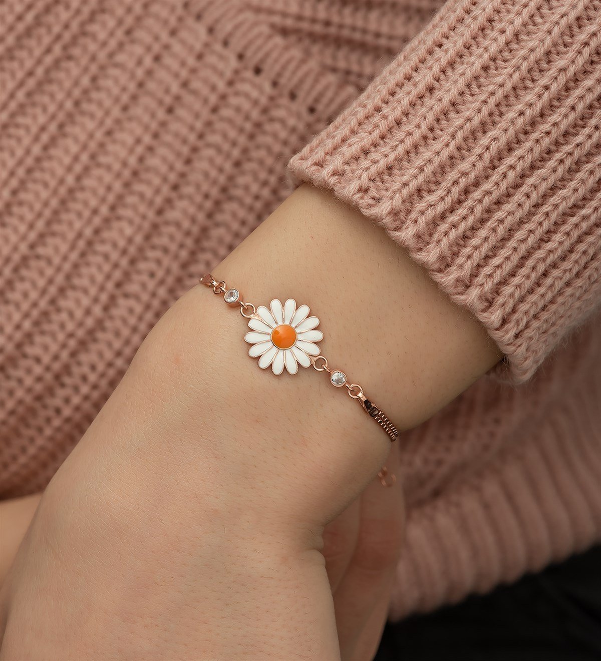 925 Ayar Rose Papatya Kadın Gümüş Bileklik