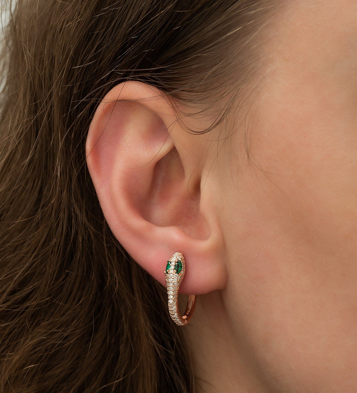 925 Ayar Rose Yılan Tasarım Küpe Kadın Gümüş Küpe