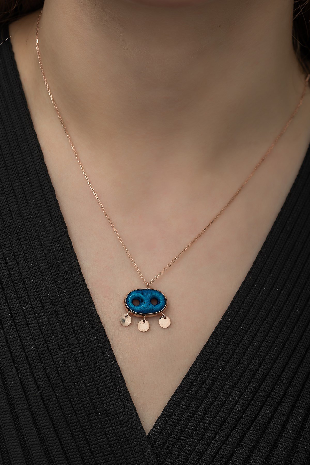 925 Ayar Süryani Nazar Kolye Kadın Gümüş Kolye