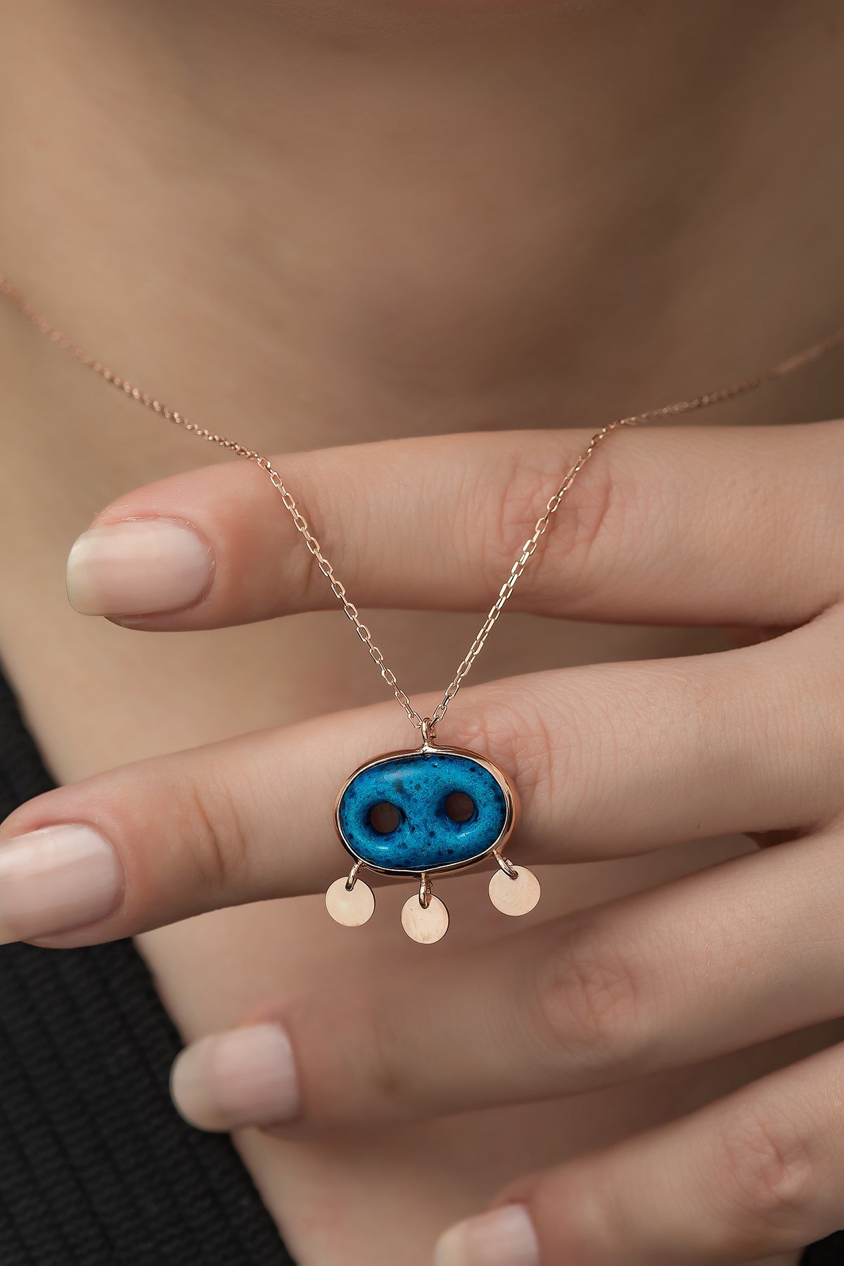 925 Ayar Süryani Nazar Kolye Kadın Gümüş Kolye