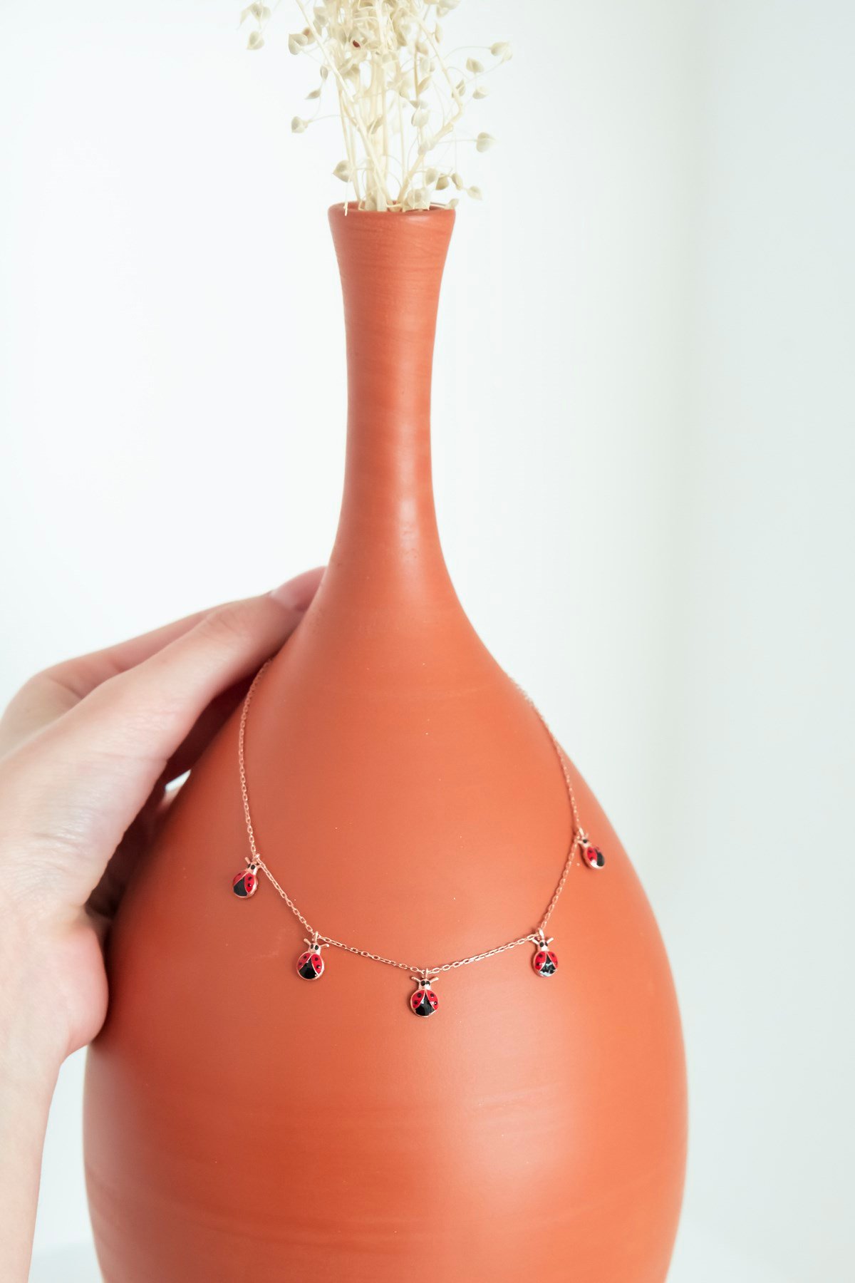 925 Ayar Uğur Böceği Şans Kolye Kadın Gümüş Kolye