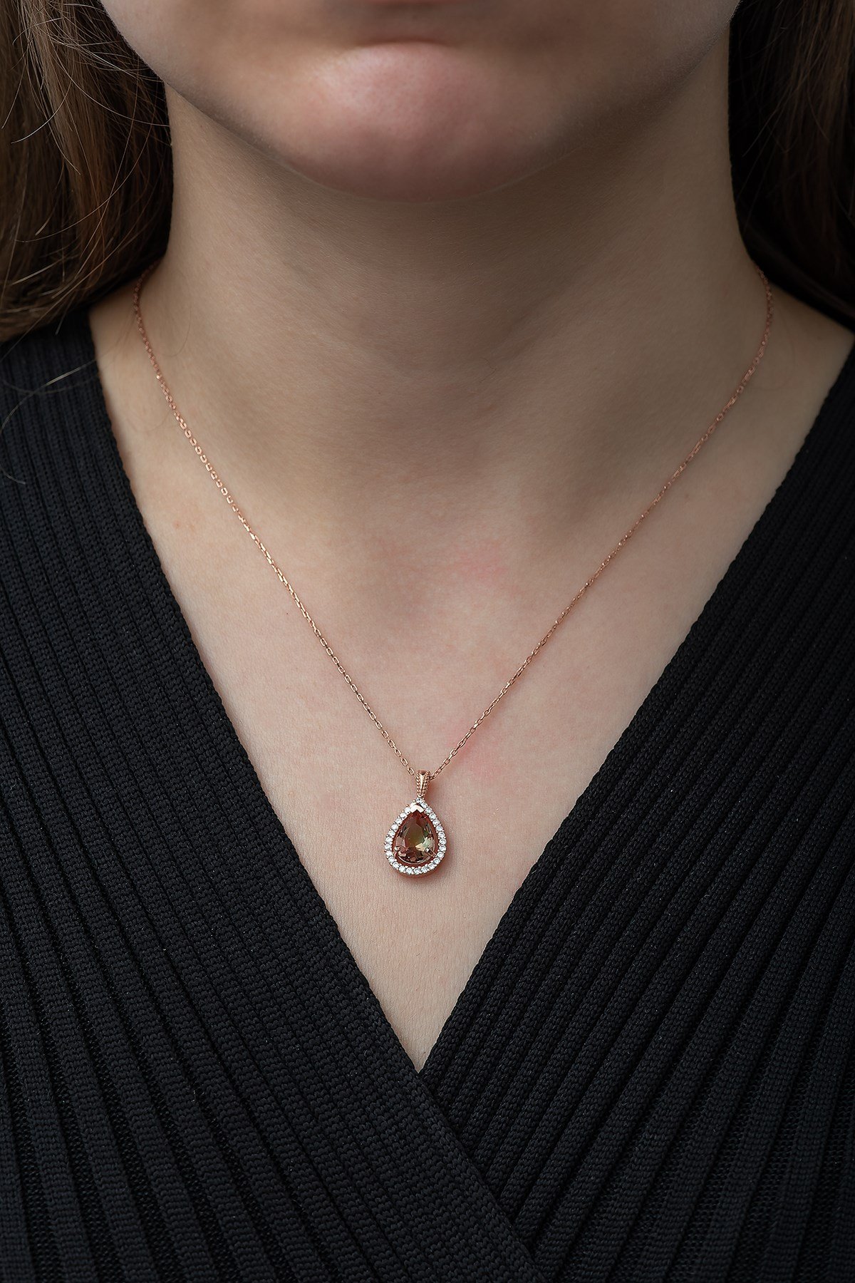 925 Ayar Zultanite Taşlı Damla Tektaş Kolye Kadın Gümüş Kolye