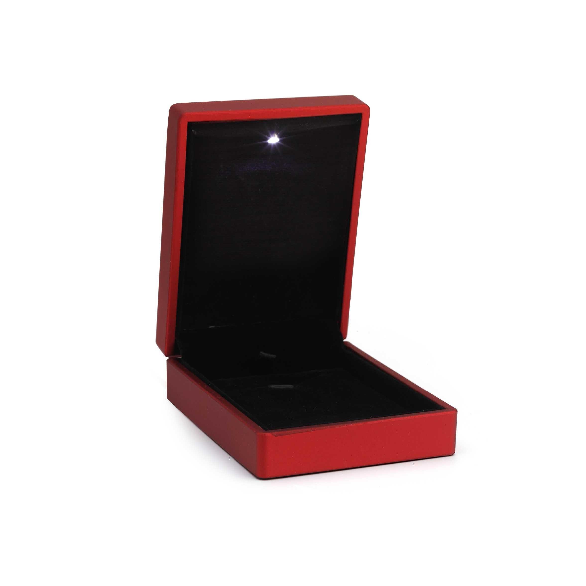Işıklı Kırmızı Renk Büyük Boy Kolye Kutusu Şık ışıklı Hediye Kutusu