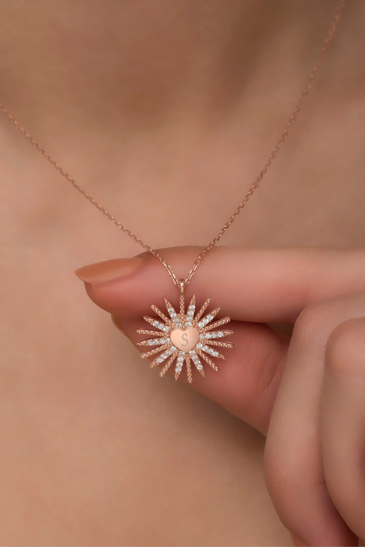 Kişiye Özel 925 Ayar Gümüş Kalpli Kuzey Yıldızı Kolye