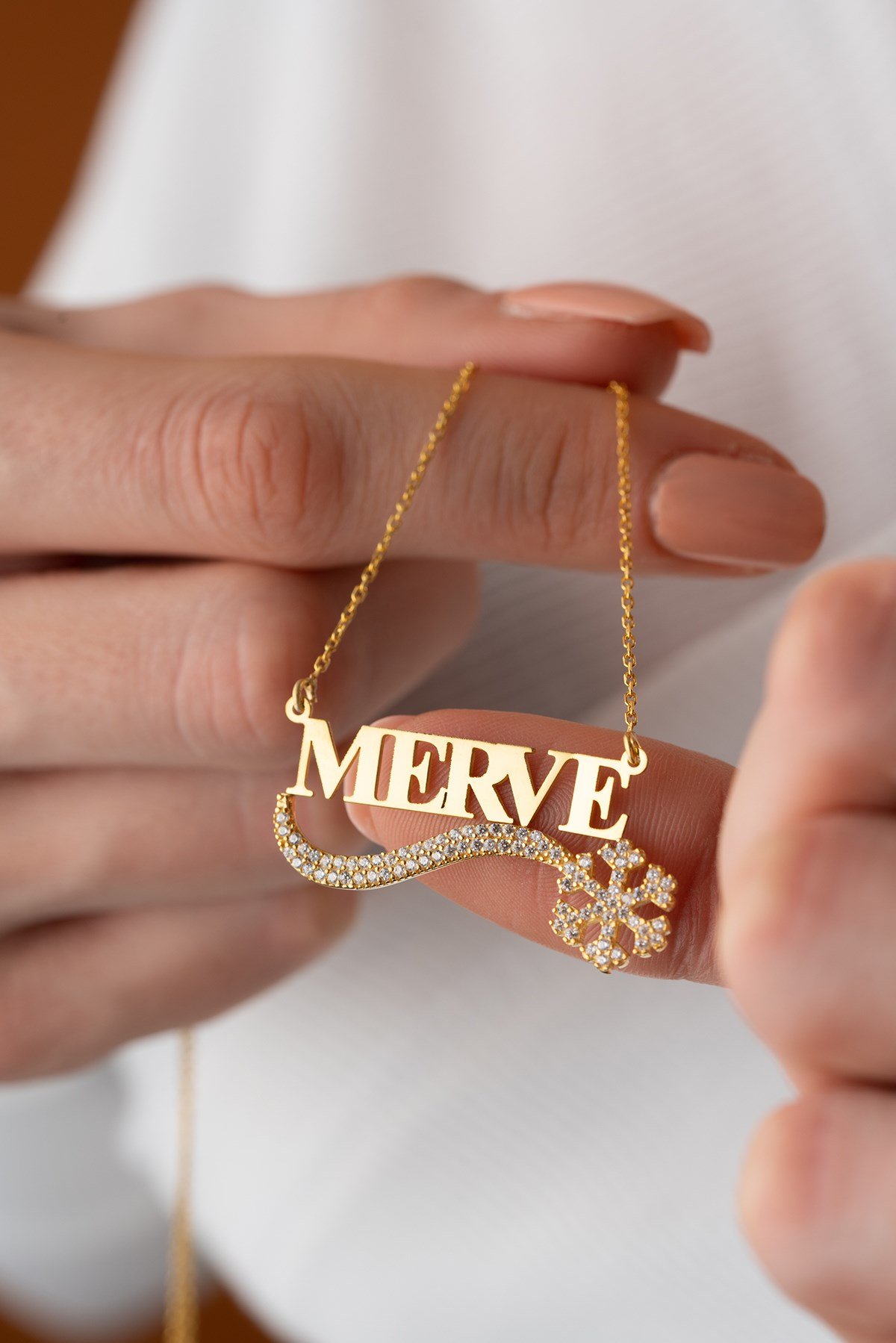 Kişiye Özel İsimli Zirkon Taşlı Kartanesi Detaylı Kolye