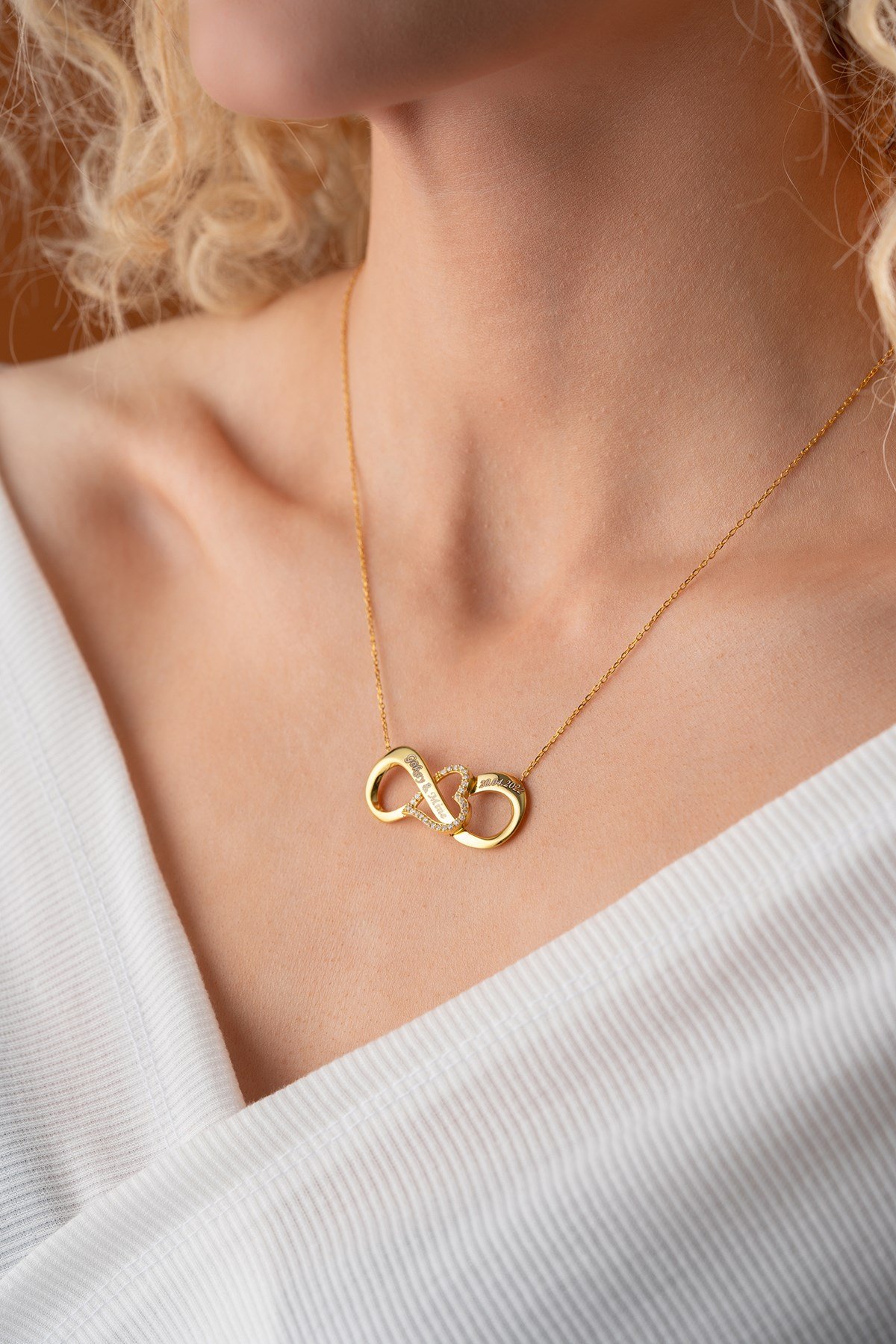 Kişiye Özel Kalp Detaylı Büyük Boy Sonsuzluk Kolye